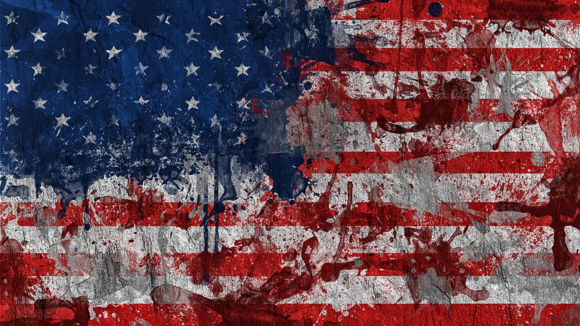 American Flag With Paint Splatter Background