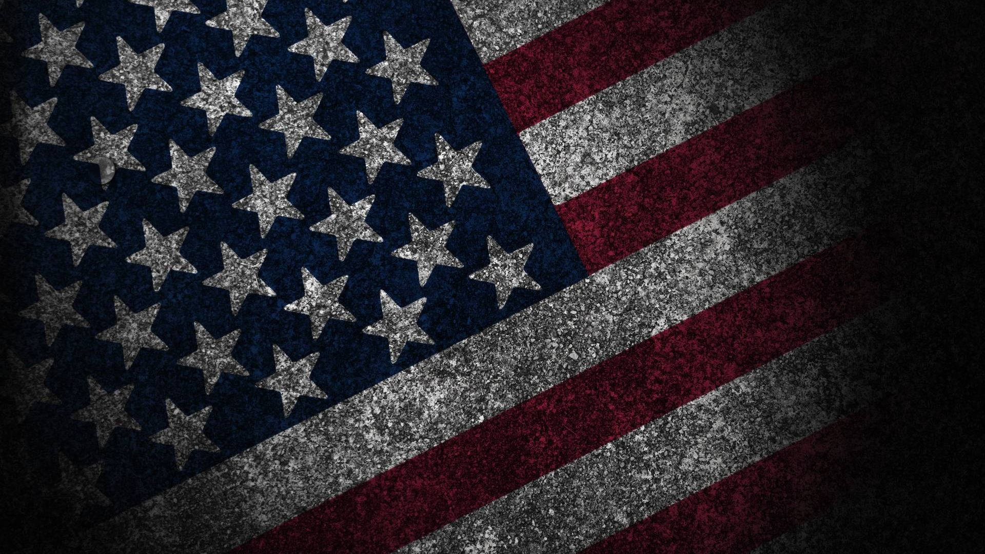 American Flag With Rough Texture Background