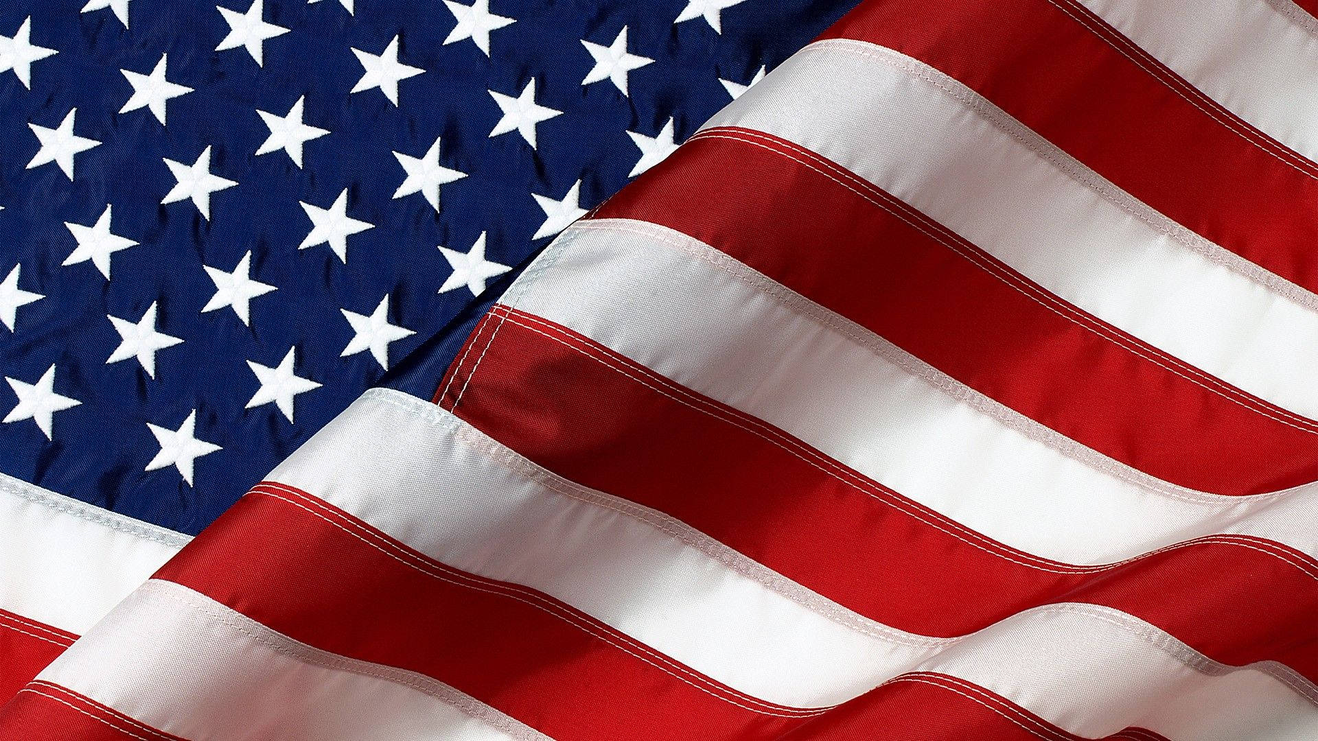 American Flag With White Stars Background