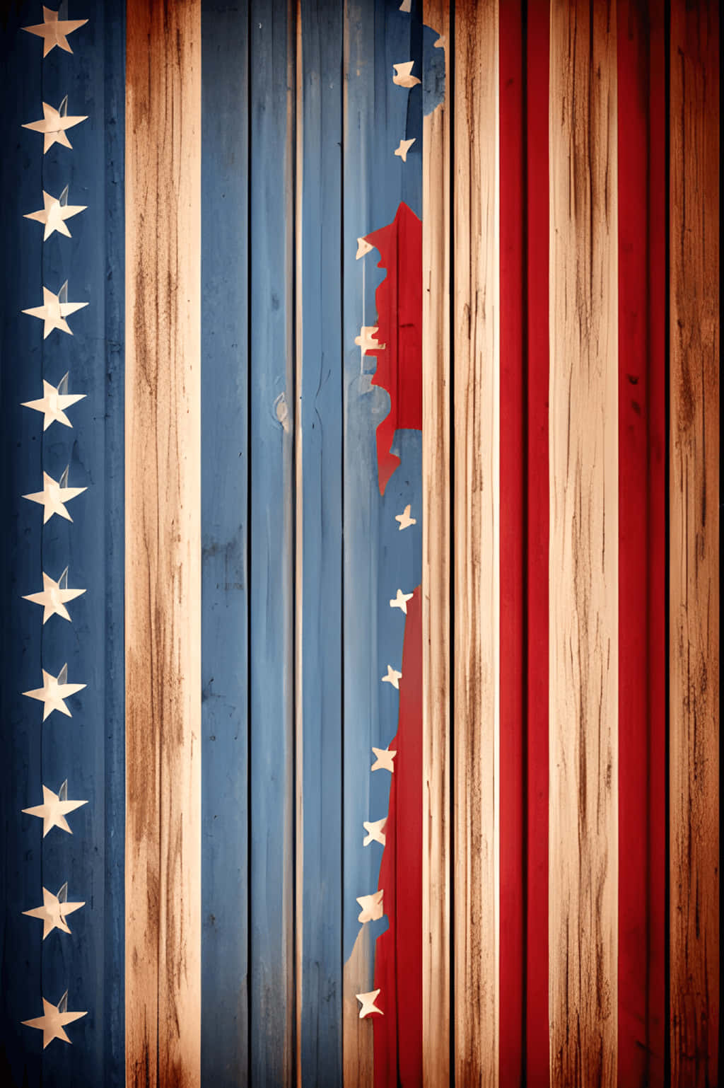 American Flag Wooden Texture Background