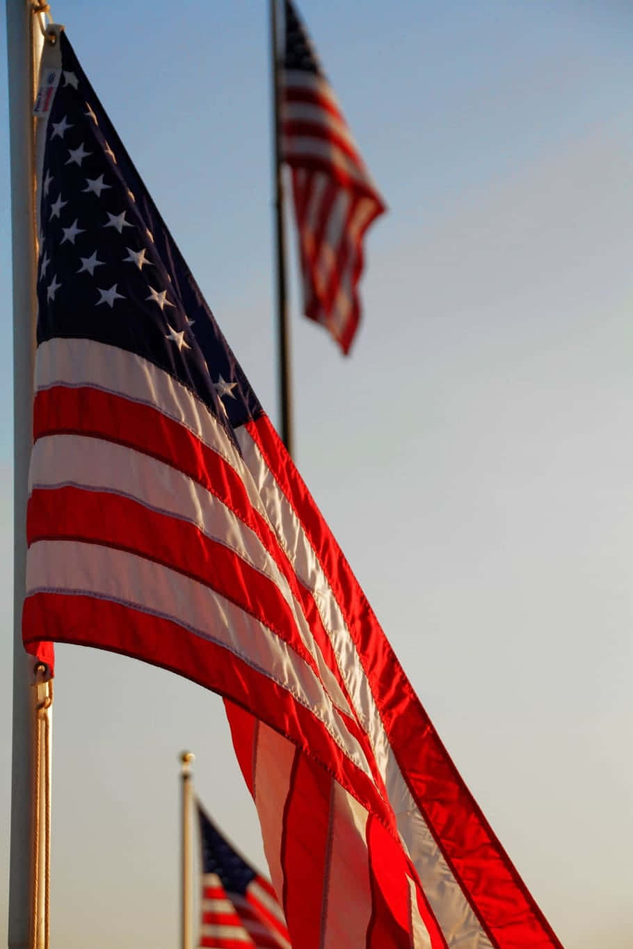 American Flags Wavingat Dusk Background