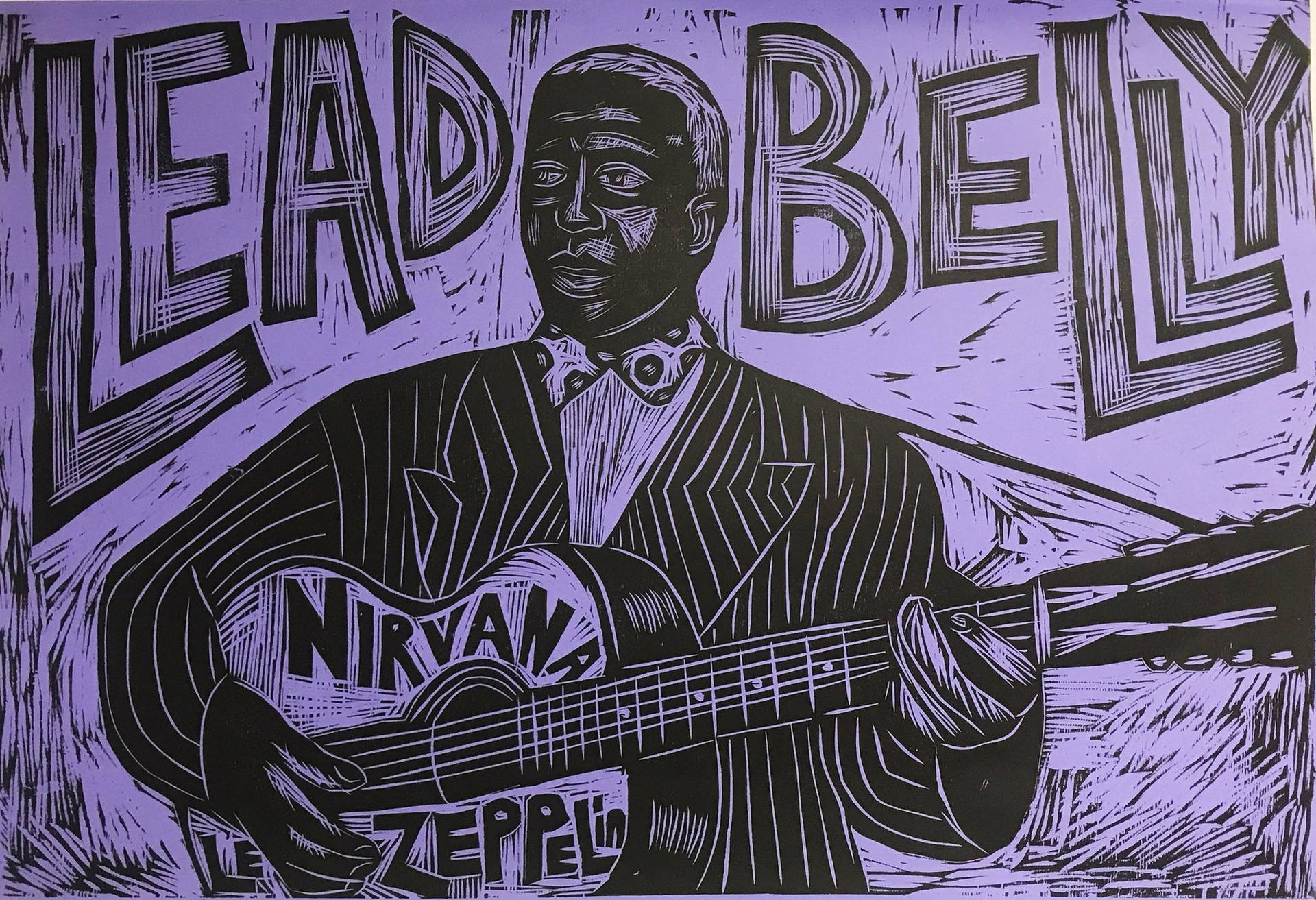 American Folk Singer Leadbelly Purple Digital Artwork