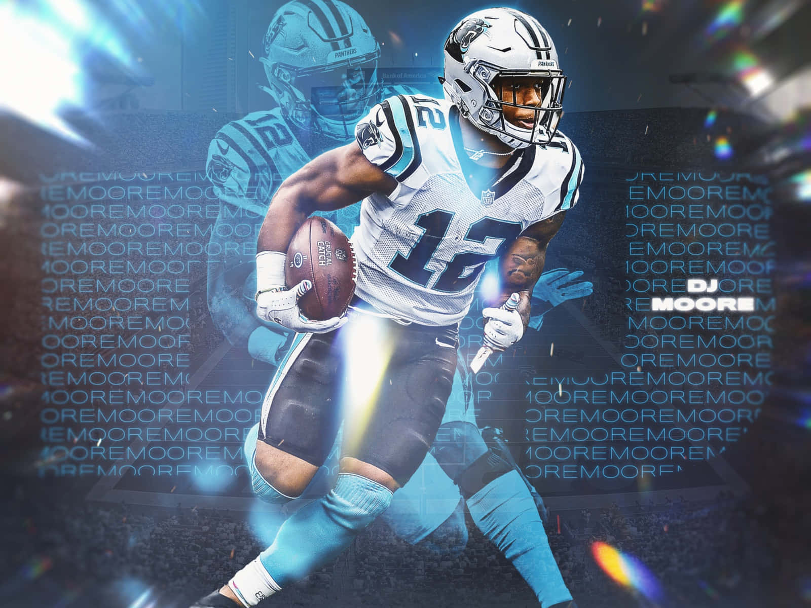 American Football Athlete Dj Moore 12 Deep Blue Background Background