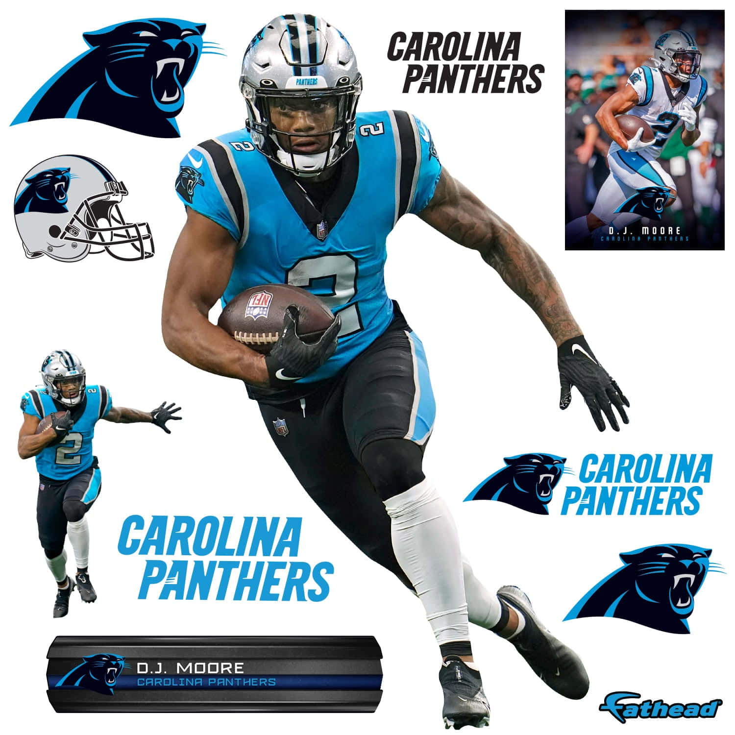 American Football Athlete Dj Moore Collage Background