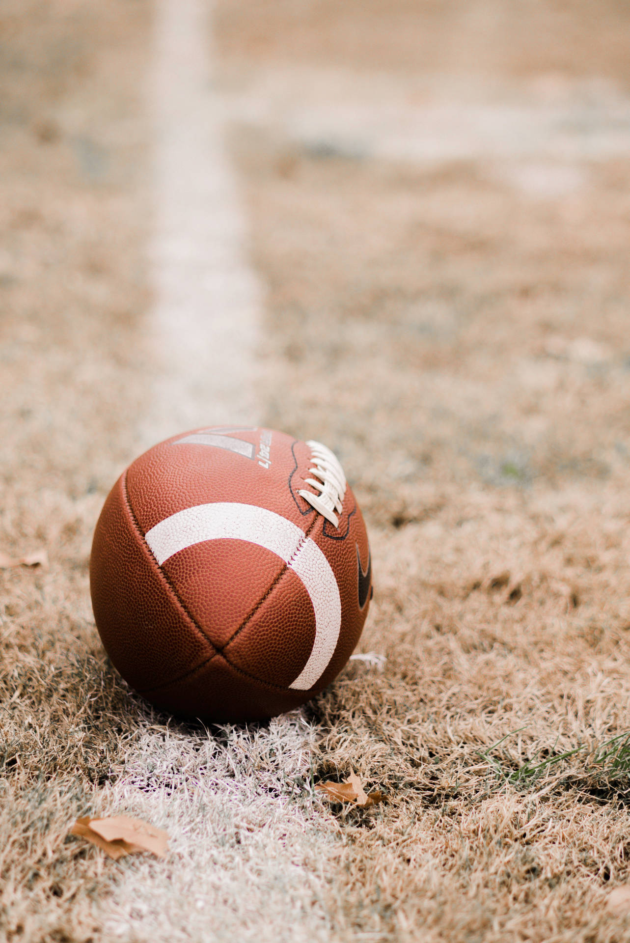 American Football On Brown Grass Background