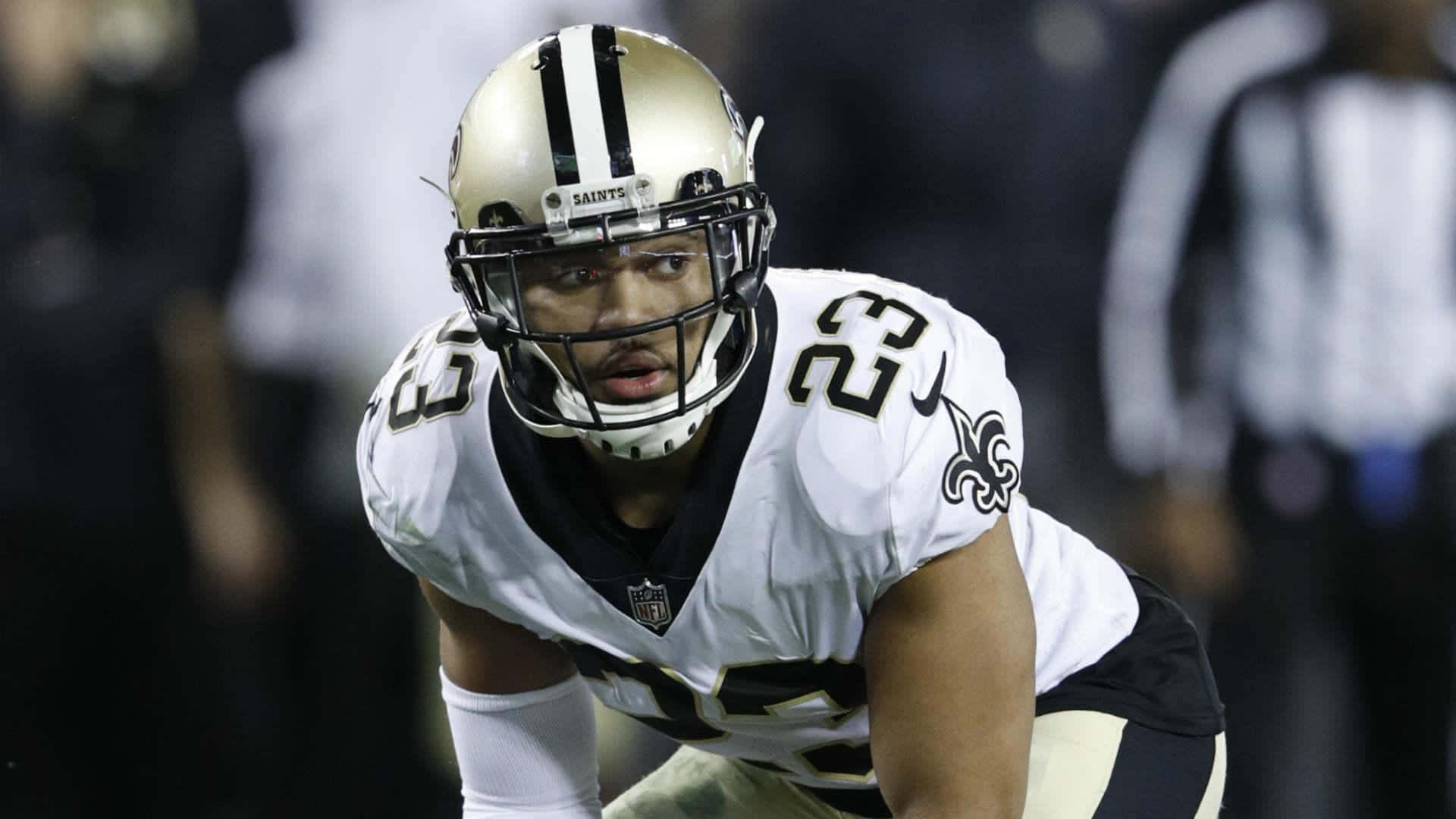 American Football Player Marshon Lattimore Death Stare Background