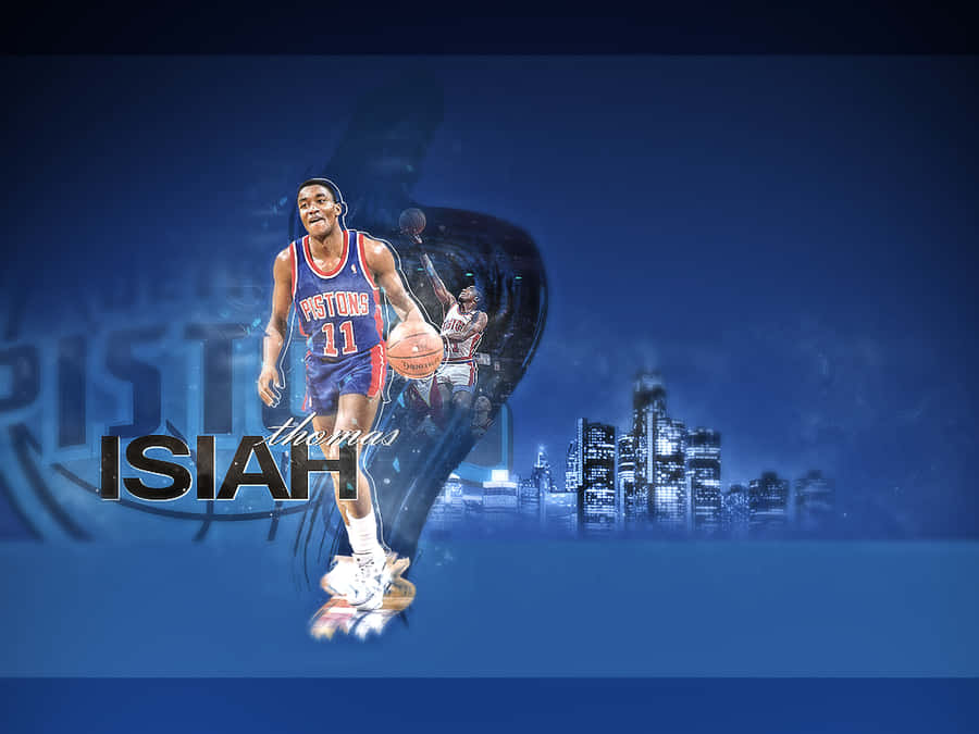 American Former Professional Basketball Player Isiah Thomas Blue Poster Art Background