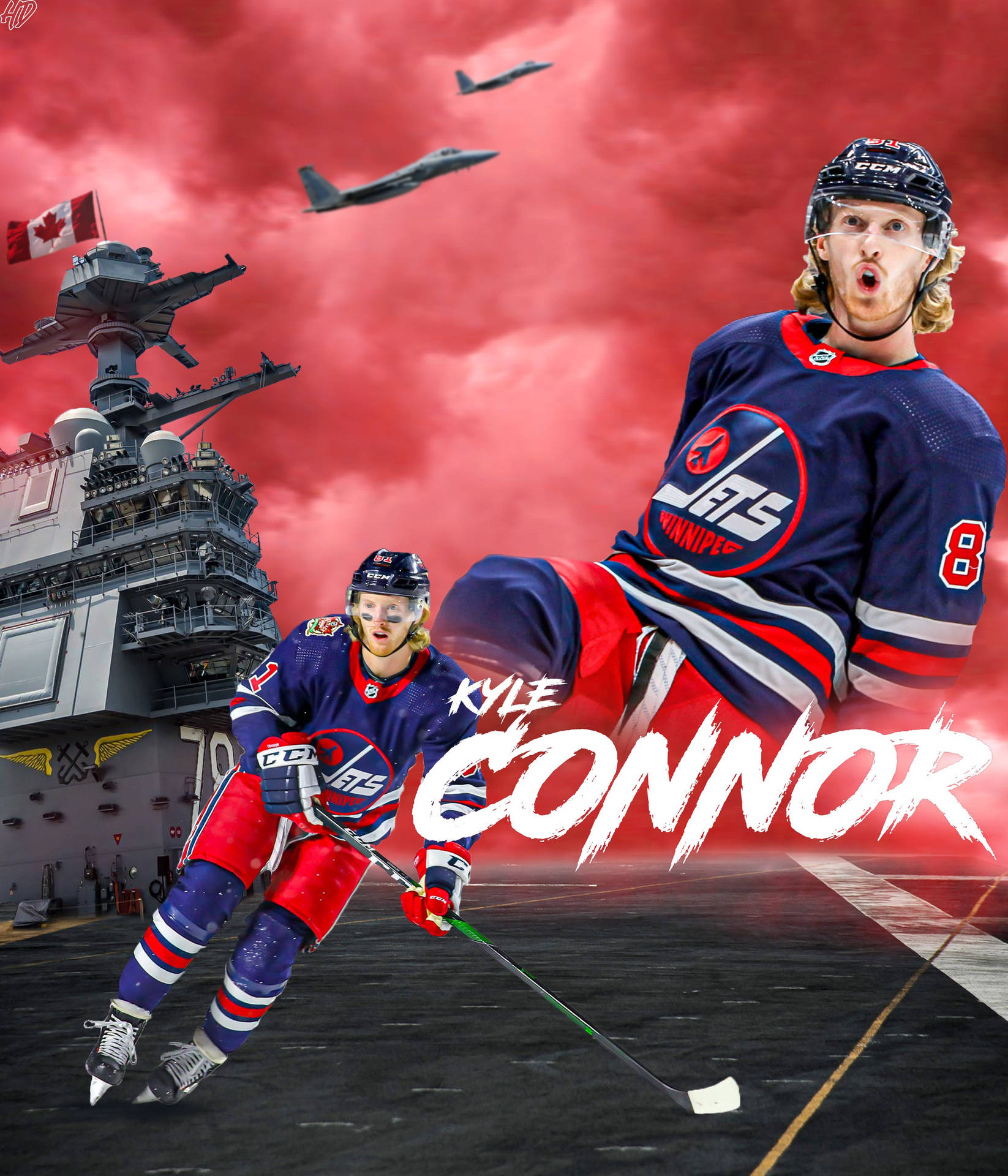 American Ice Hockey Player Kyle Connor Graphic Design Background