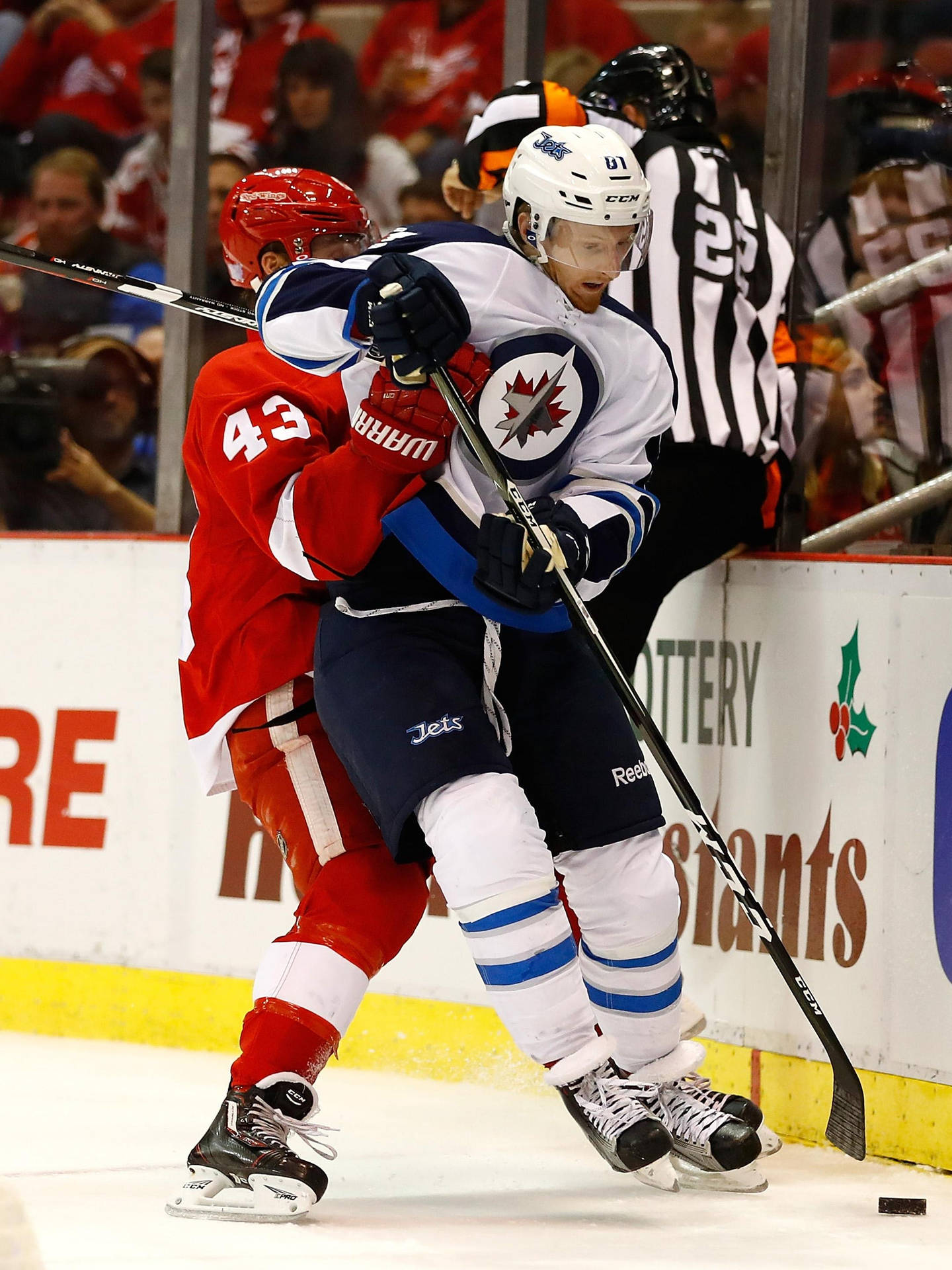 American Ice Hockey Player Kyle Connor Versus Detroit Red Wings Background