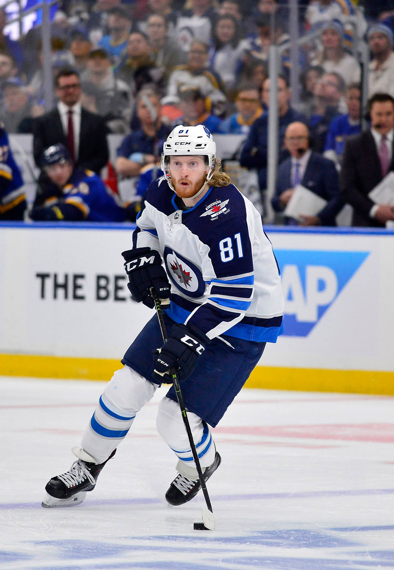 American Ice Hockey Winnipeg Jets Left Wing Player Kyle Connor Background