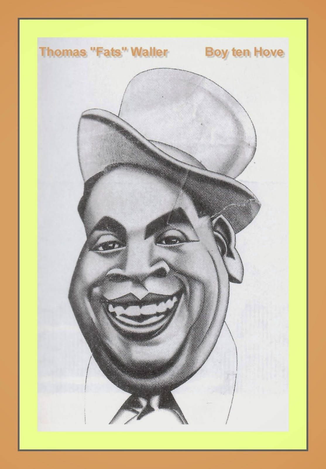 American Jazz Pianist Fats Waller Caricature Art Background