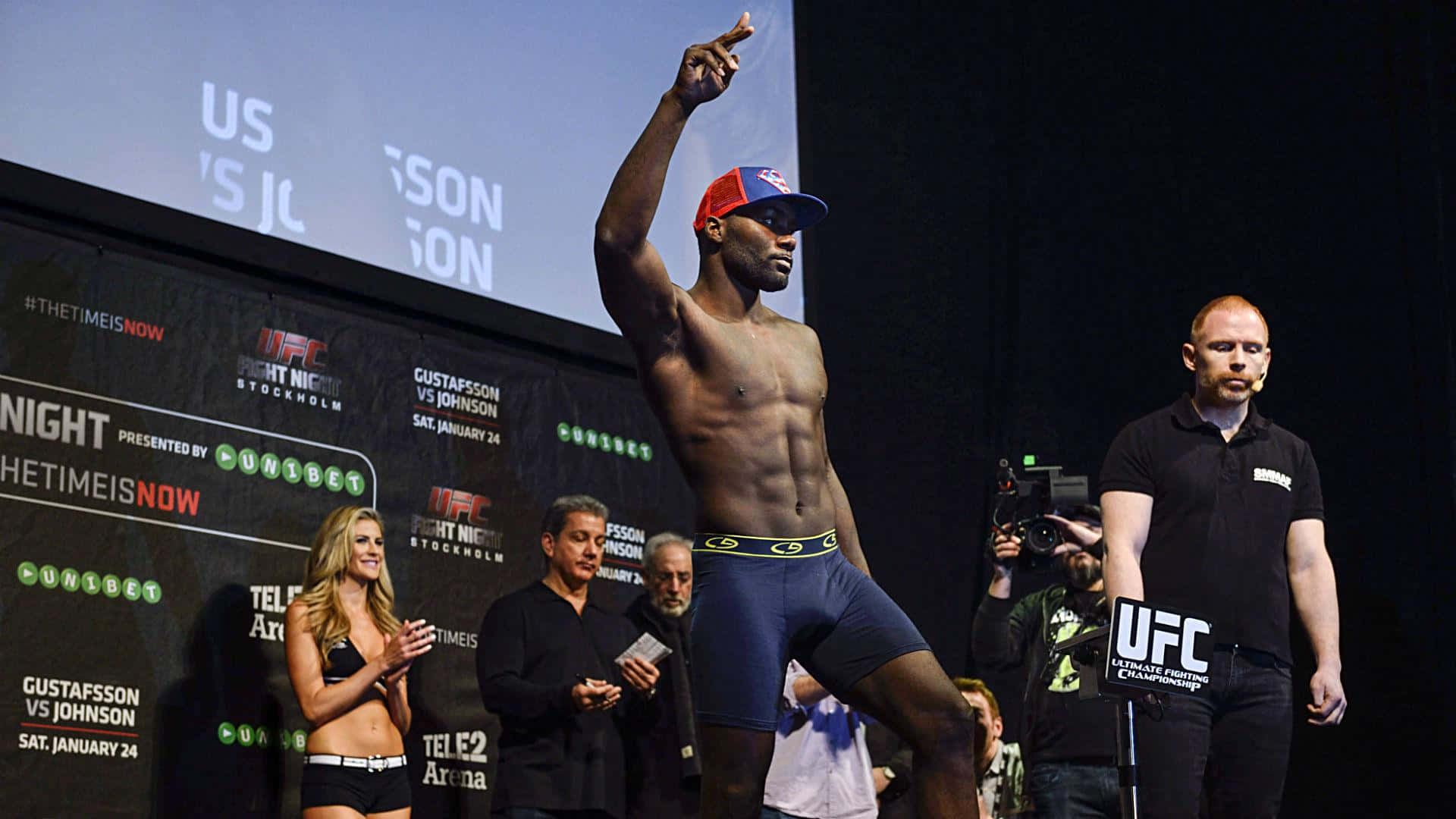 American Mixed Martial Artist Anthony Johnson 2015 Weigh In Background