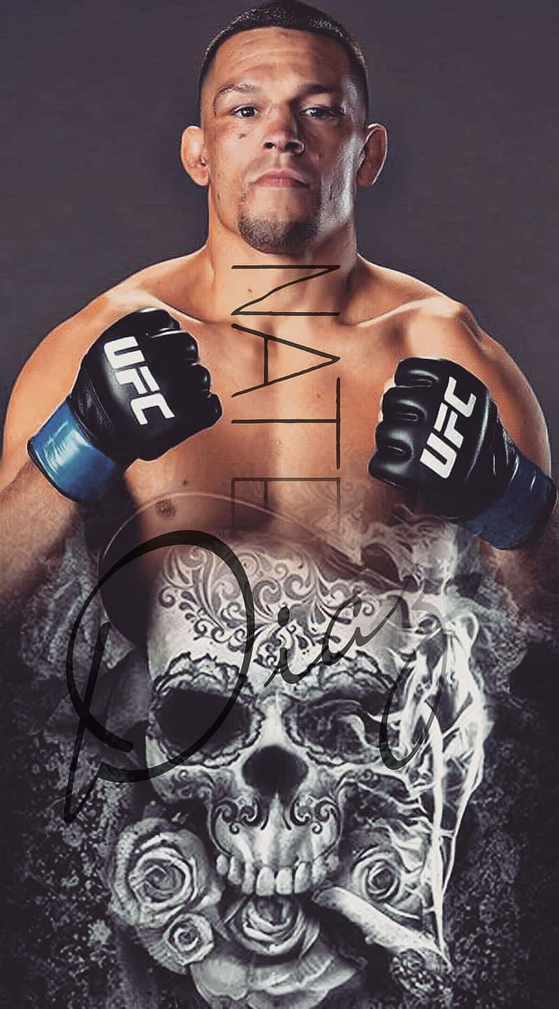 American Mixed Martial Artist, Nate Diaz Graphic Skull Portrait Background