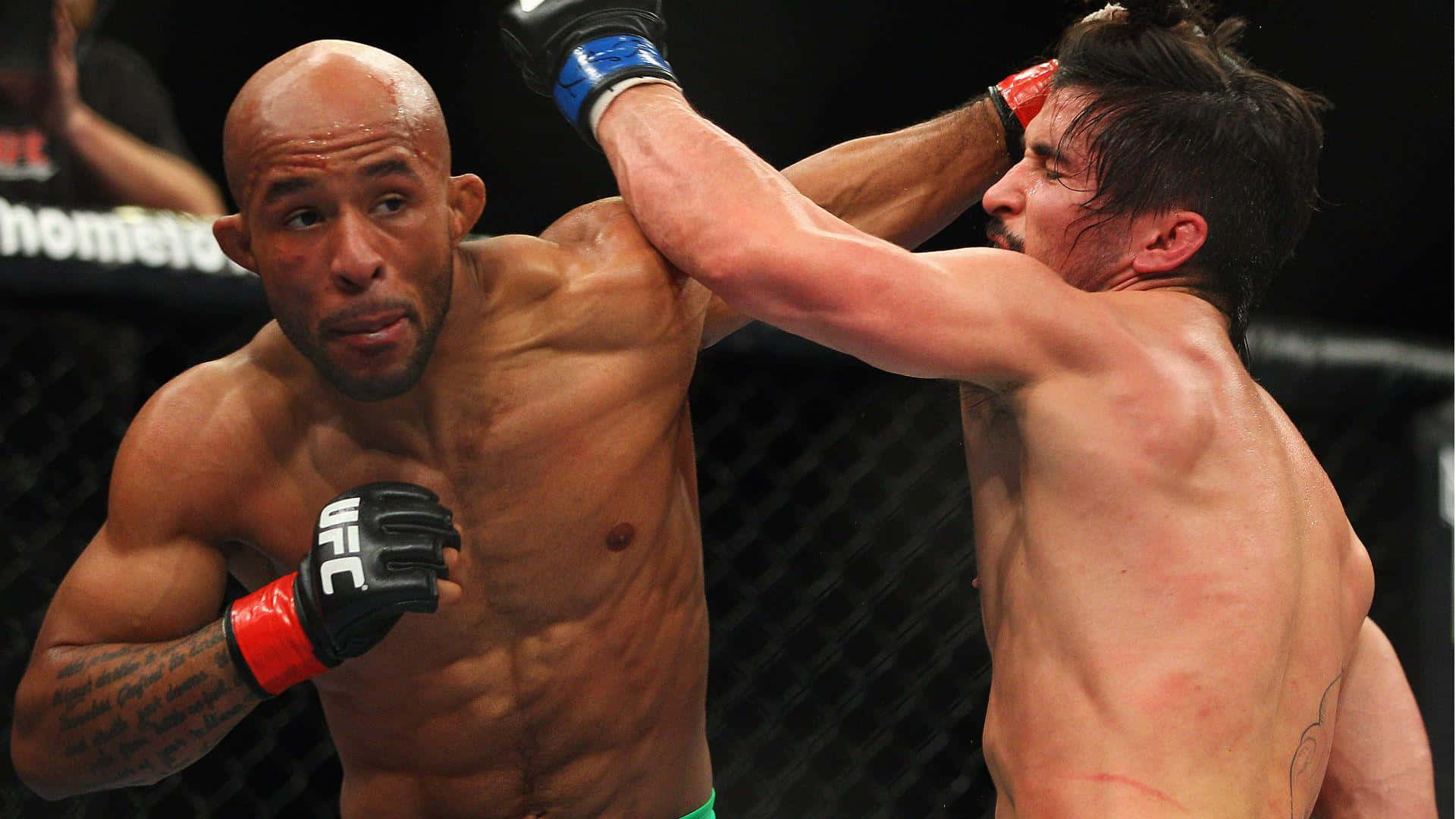 American Mma Fighter - Demetrious Johnson In Action Against Joseph Benavidez Background