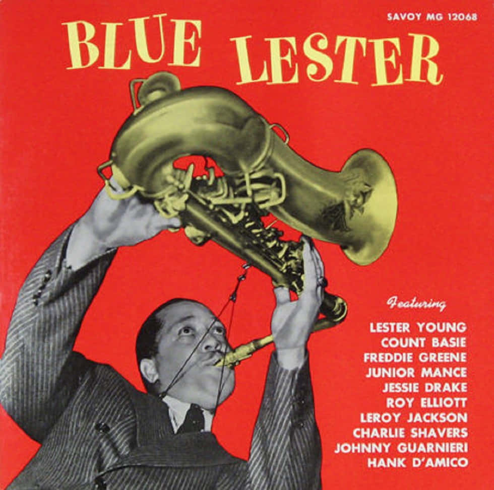 American Musician Lester Young In Blue Lester Background