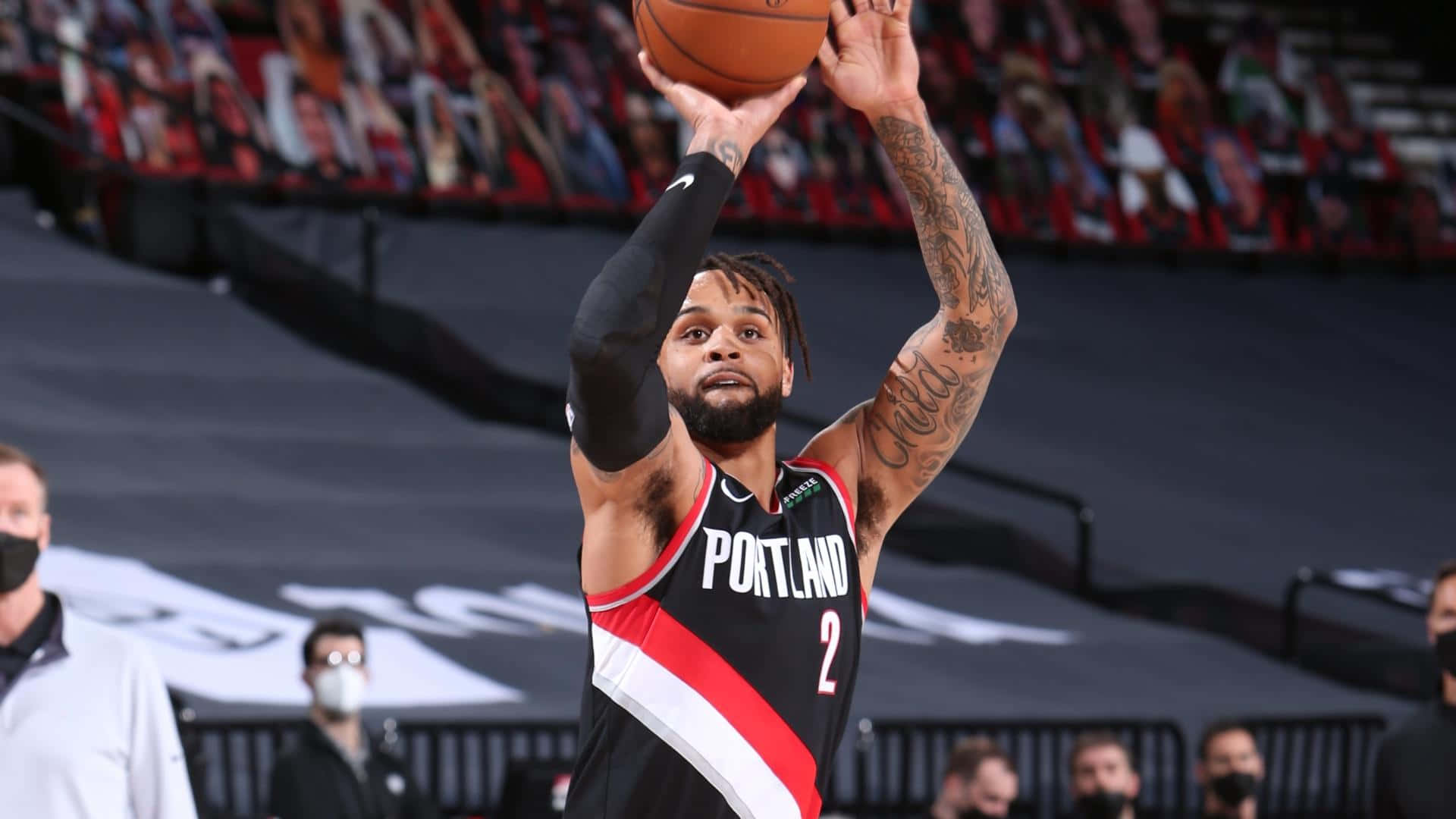 American Nba Player Gary Trent Jr Shot Attempt Background