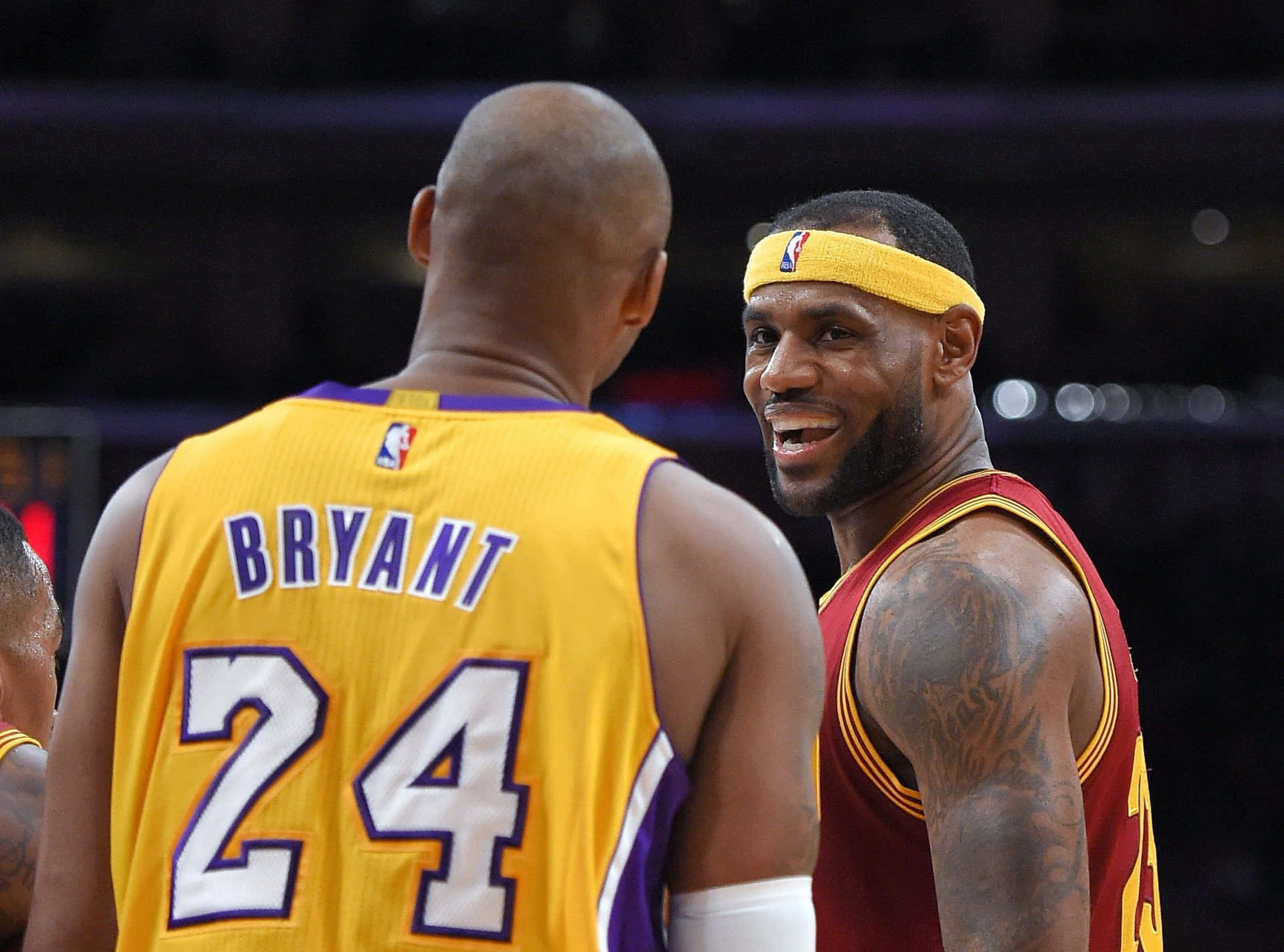 American Nba Players Lebron And Kobe Candid Shot Background