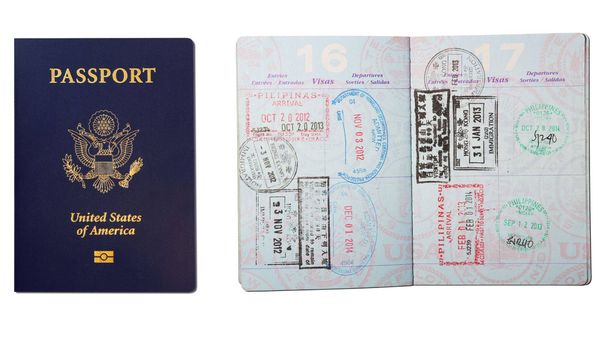 American Passport Stamps Background