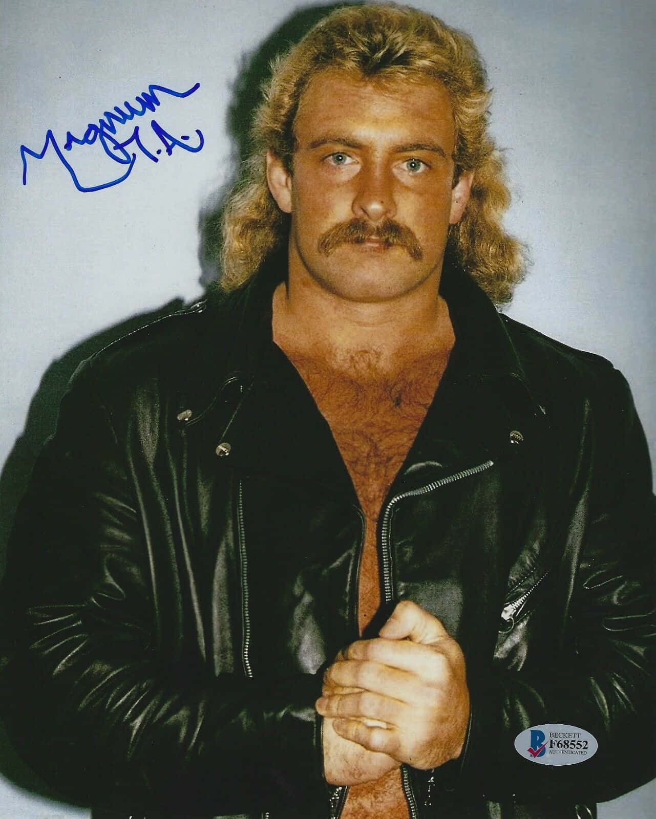 American Pro Wrestler Magnum Ta Signed Portrait Background