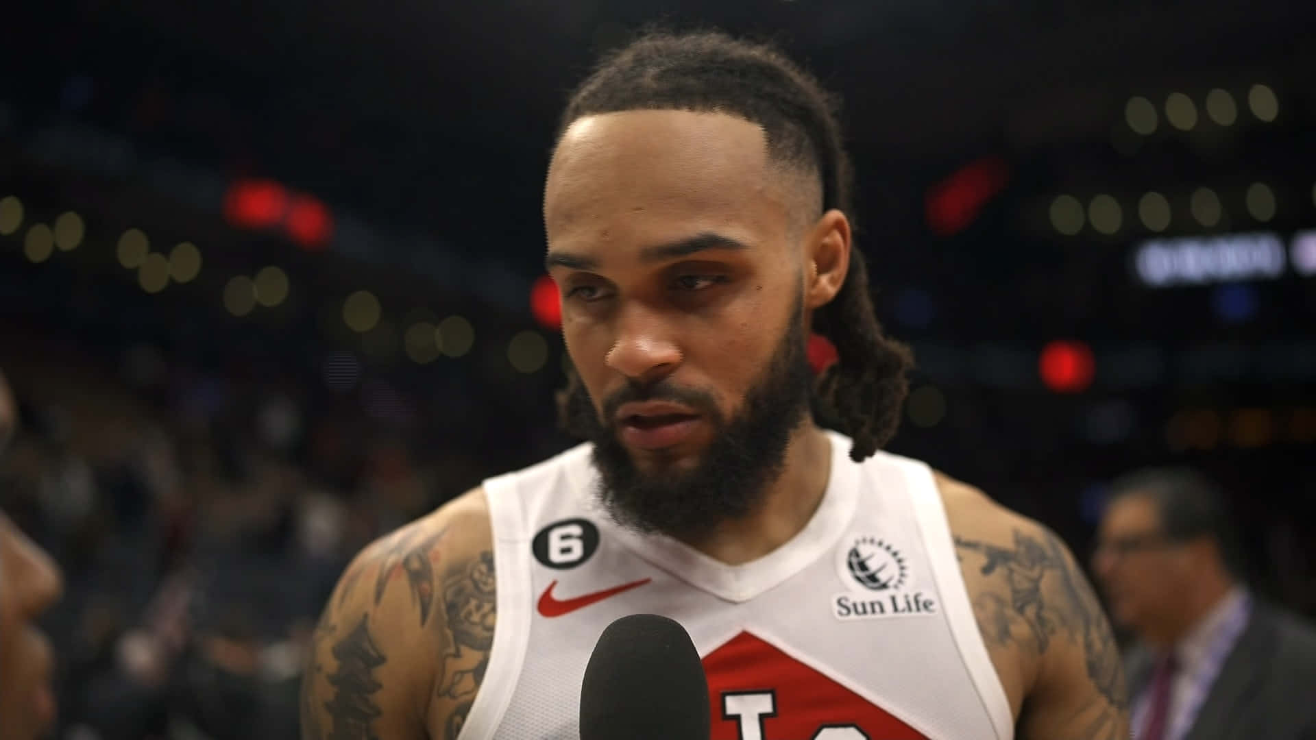 American Professional Basketball Player Gary Trent Jr Postgame Interview Background