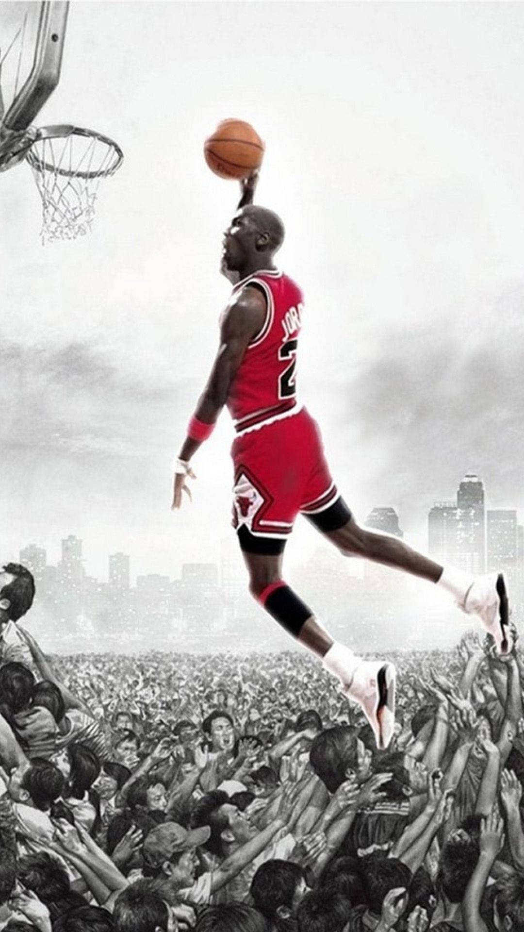 American Professional Basketball Player Michael Jordan Crowd Sports Iphone Background