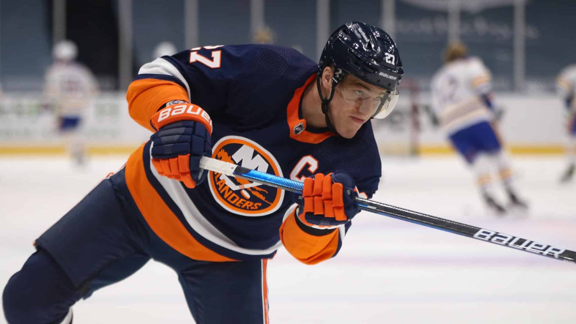 American Professional Hockey Player Warming Up Background