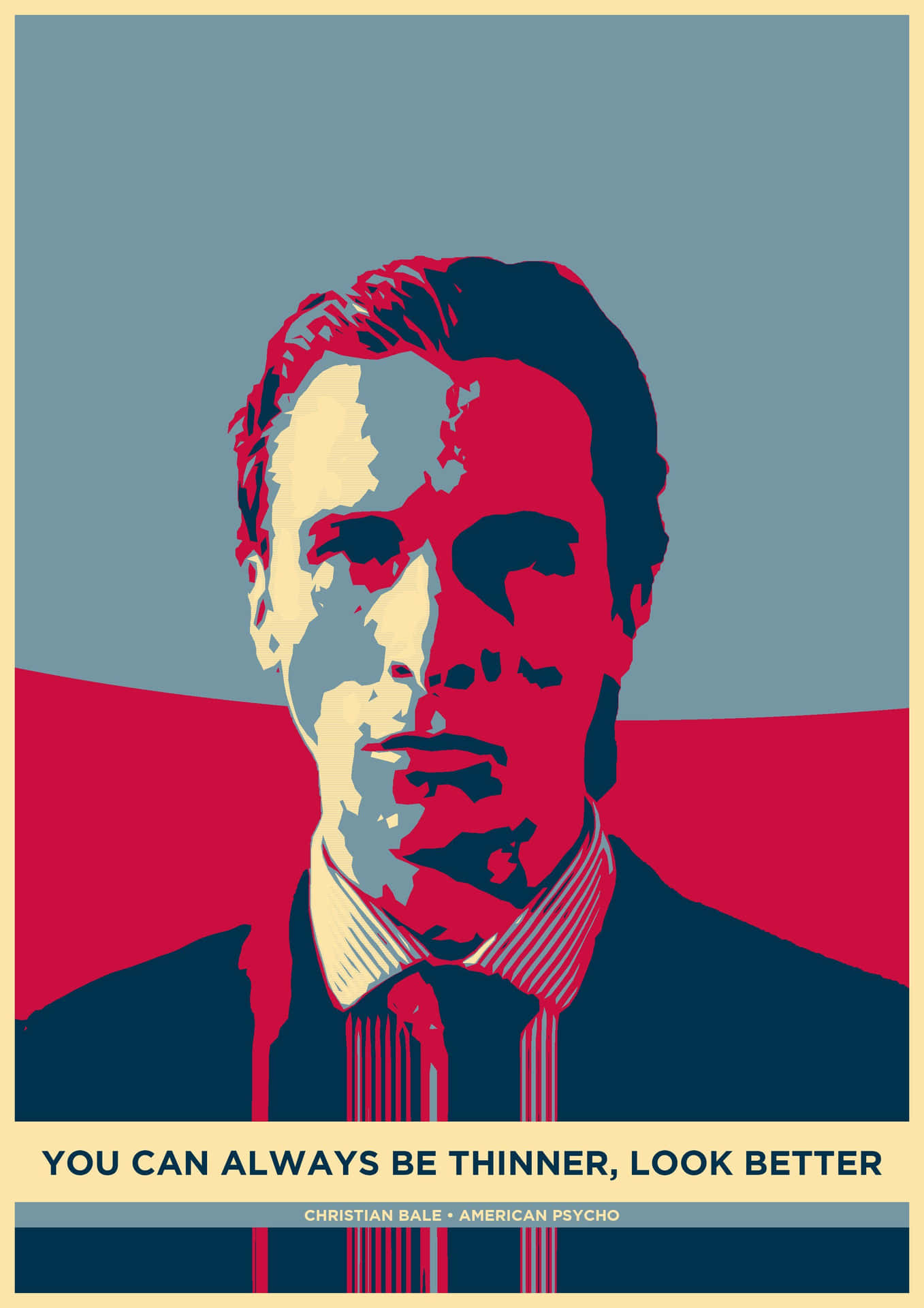 American Psycho Red Blue Art Hd Background