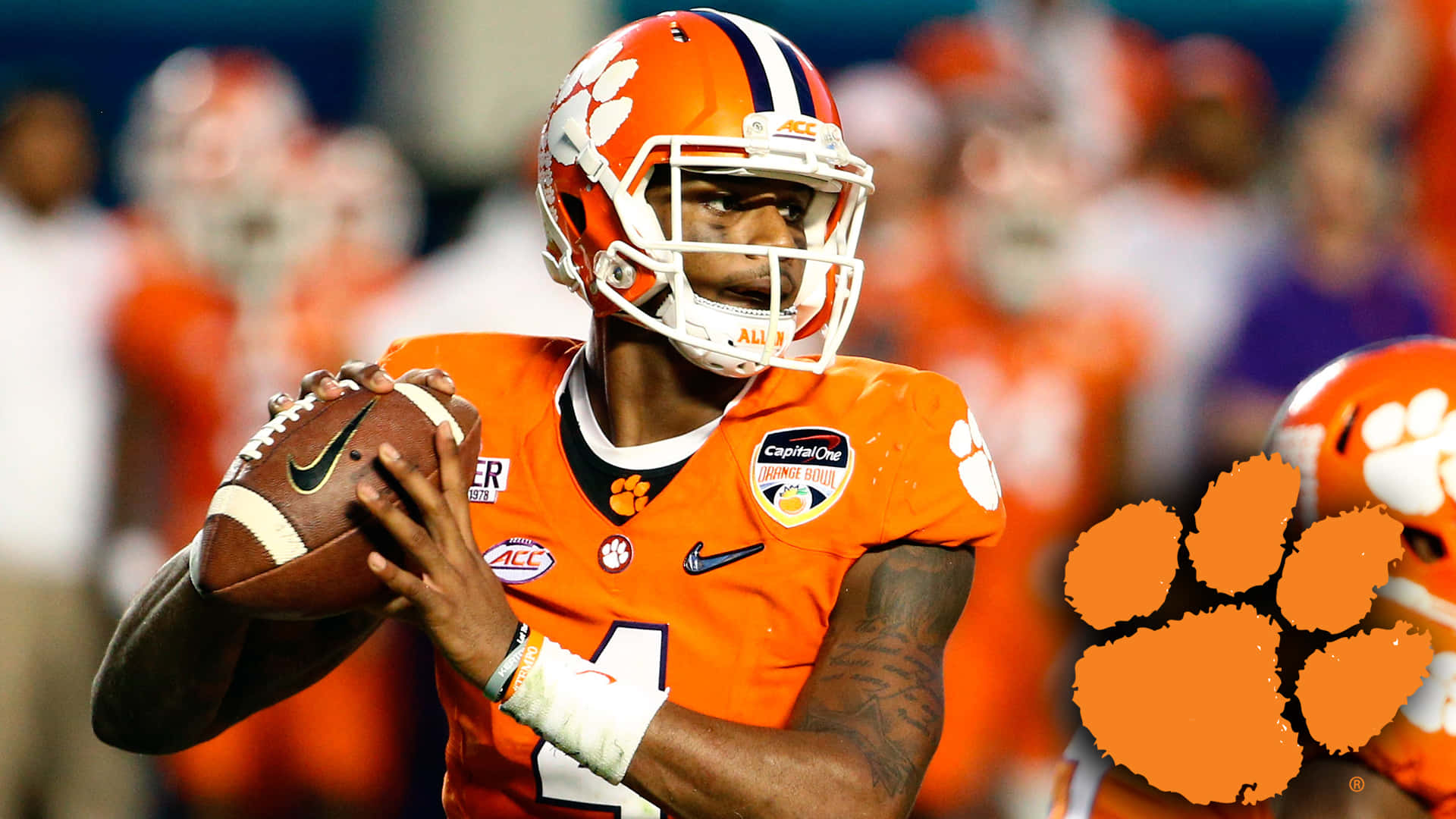 American Quarterback Deshaun Watson Clemson Tigers Football Background