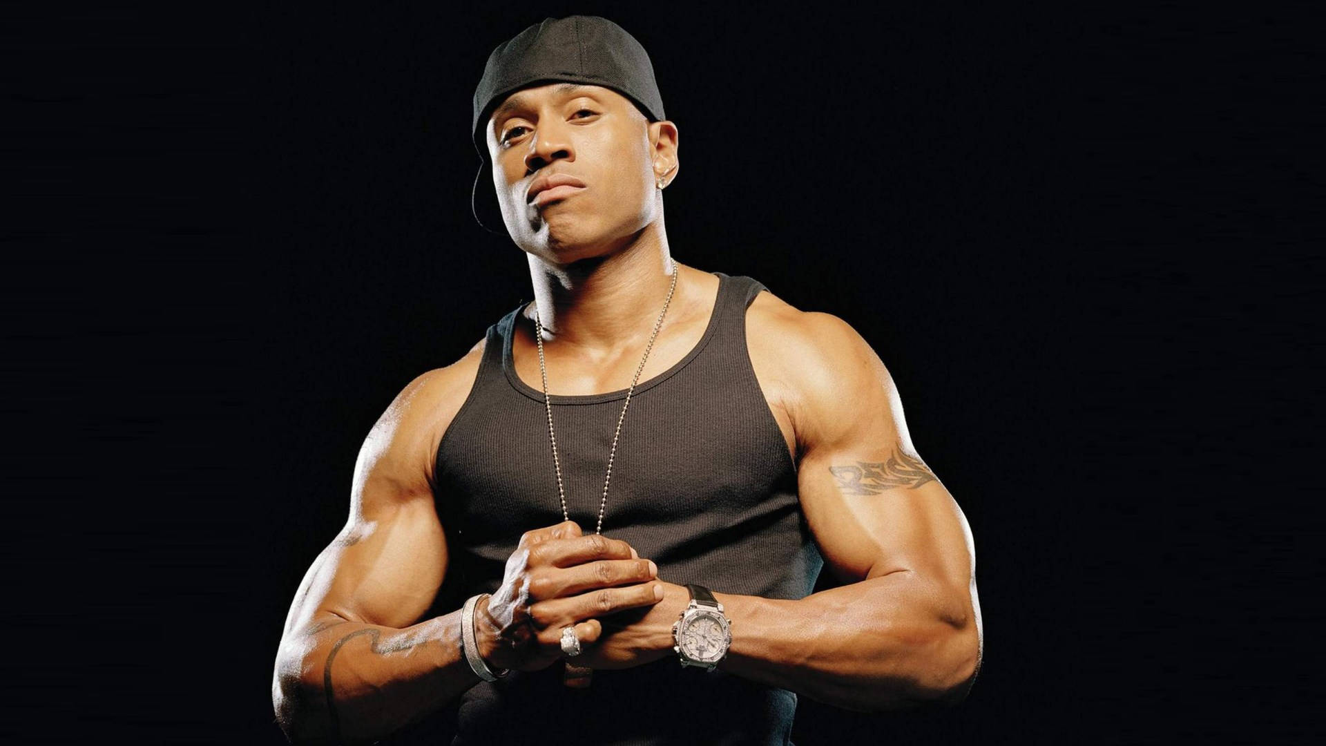 American Rapper Ll Cool J Black Top Portrait Background