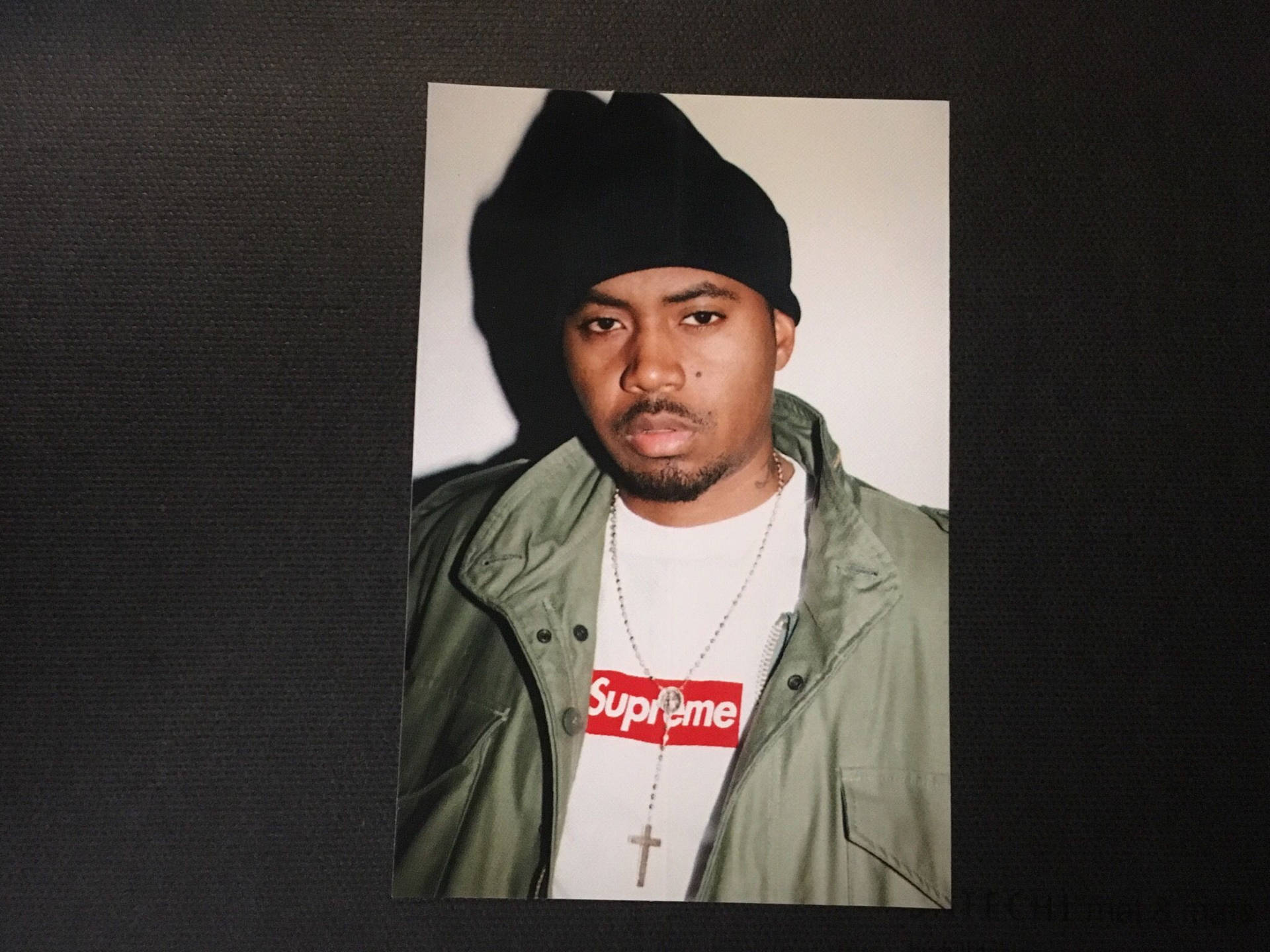 American Rapper Nas Wearing Supreme Shirt