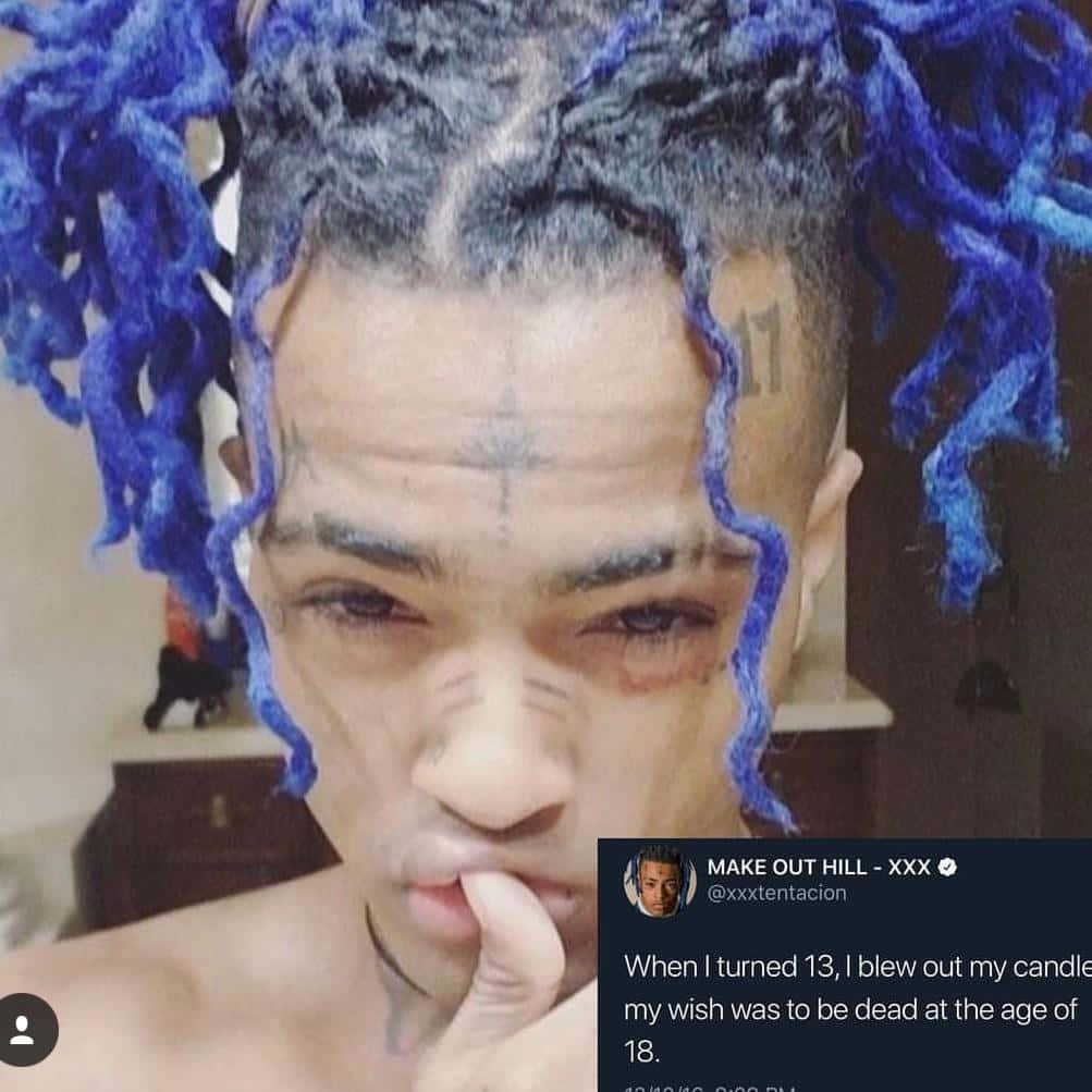 American Rapper Xxxtentacion With Signature Blue Hair