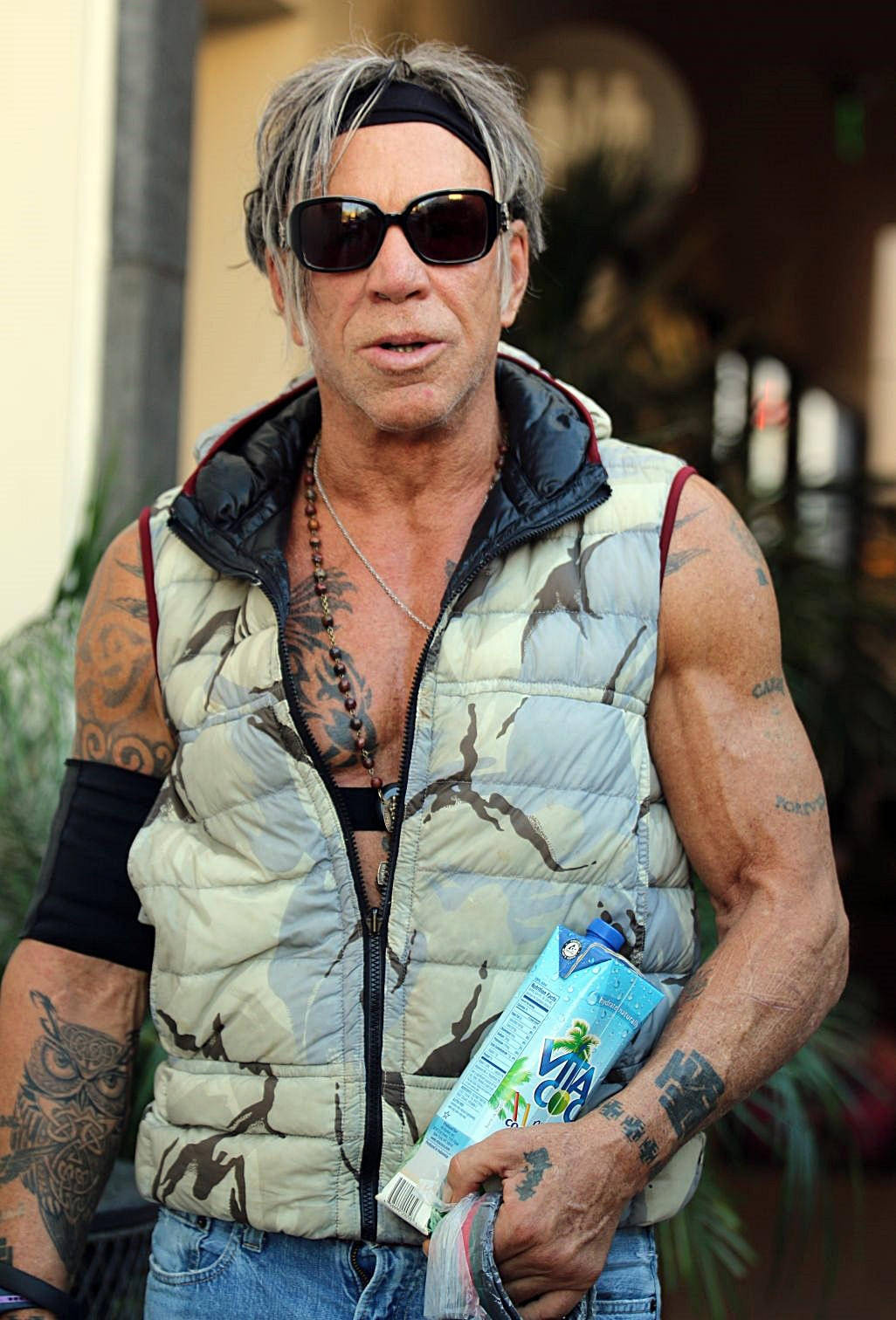 American Retired Boxer Mickey Rourke With Tattoos