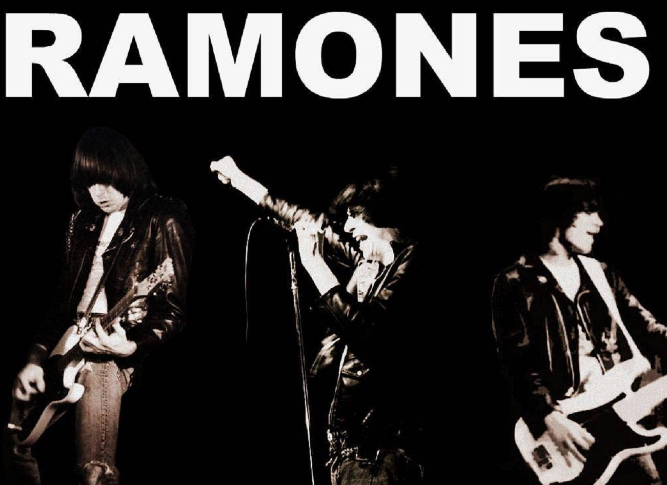 American Rock Group Ramones Black And White Illustration Background
