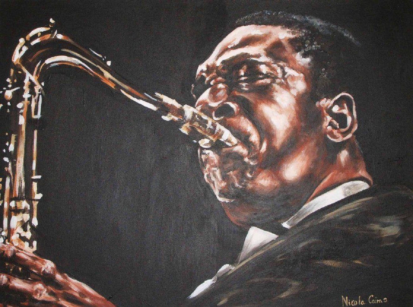 American Saxophonist John Coltrane Acrylic Paint Artwork