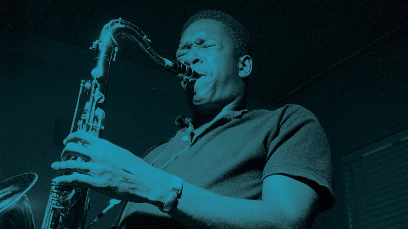 American Saxophonist John Coltrane Exhibit Spotlight In Grammy Museum Background