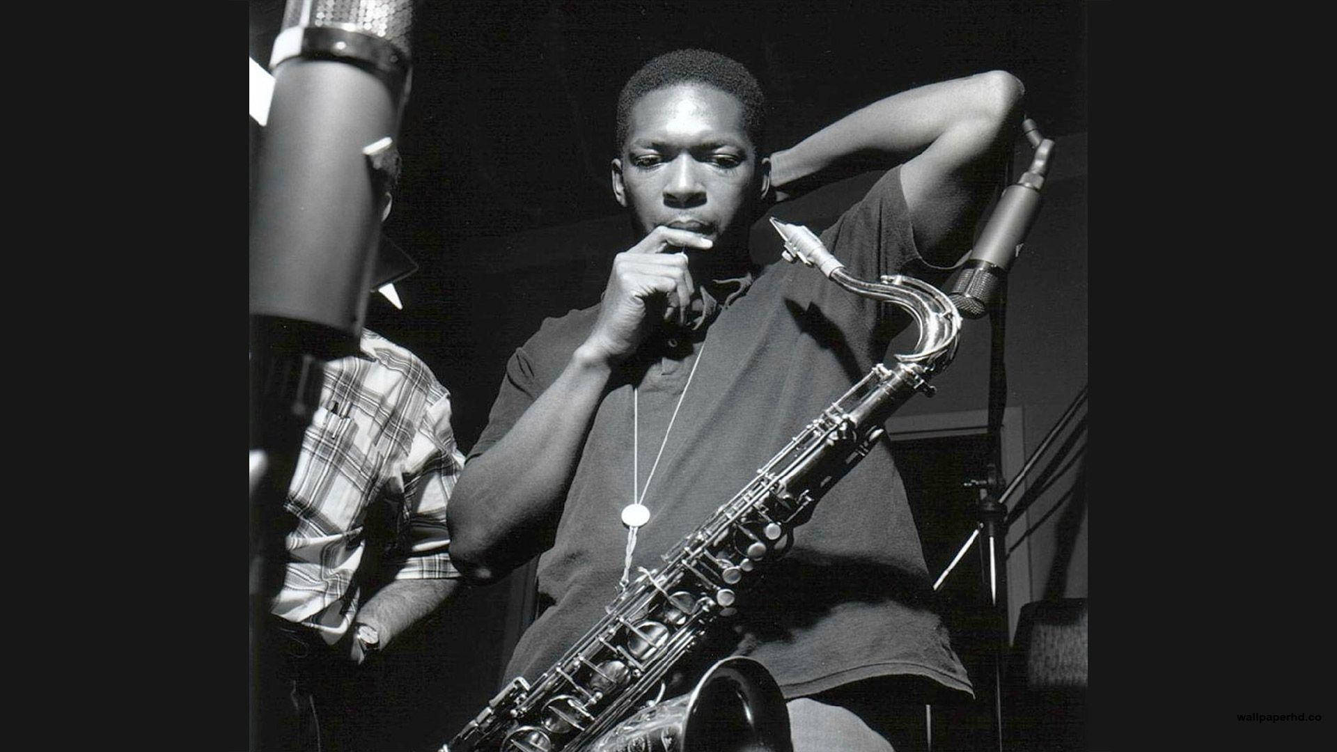 American Saxophonist John Coltrane In Recording Studio