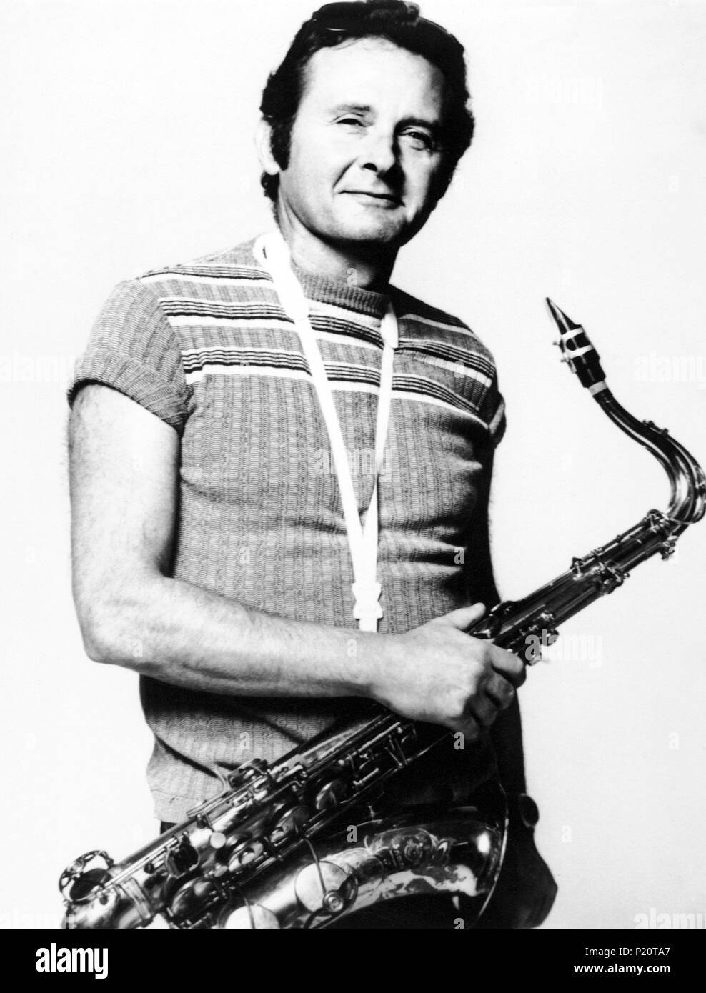 American Saxophonist Stan Getz Holding His Sax