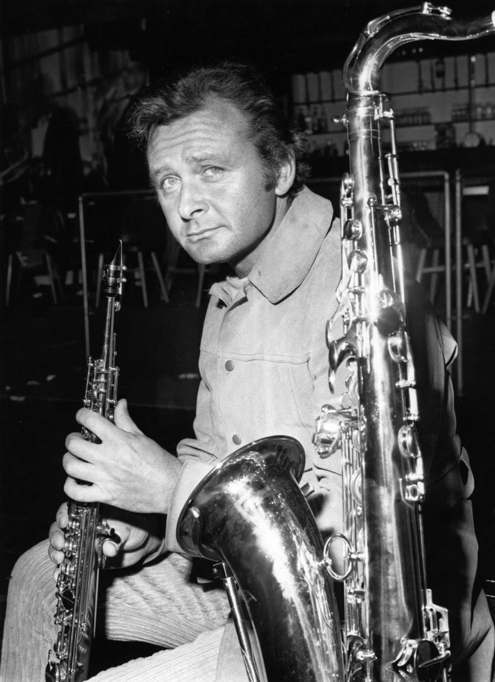 American Saxophonist Stan Getz Vintage Portrait Background