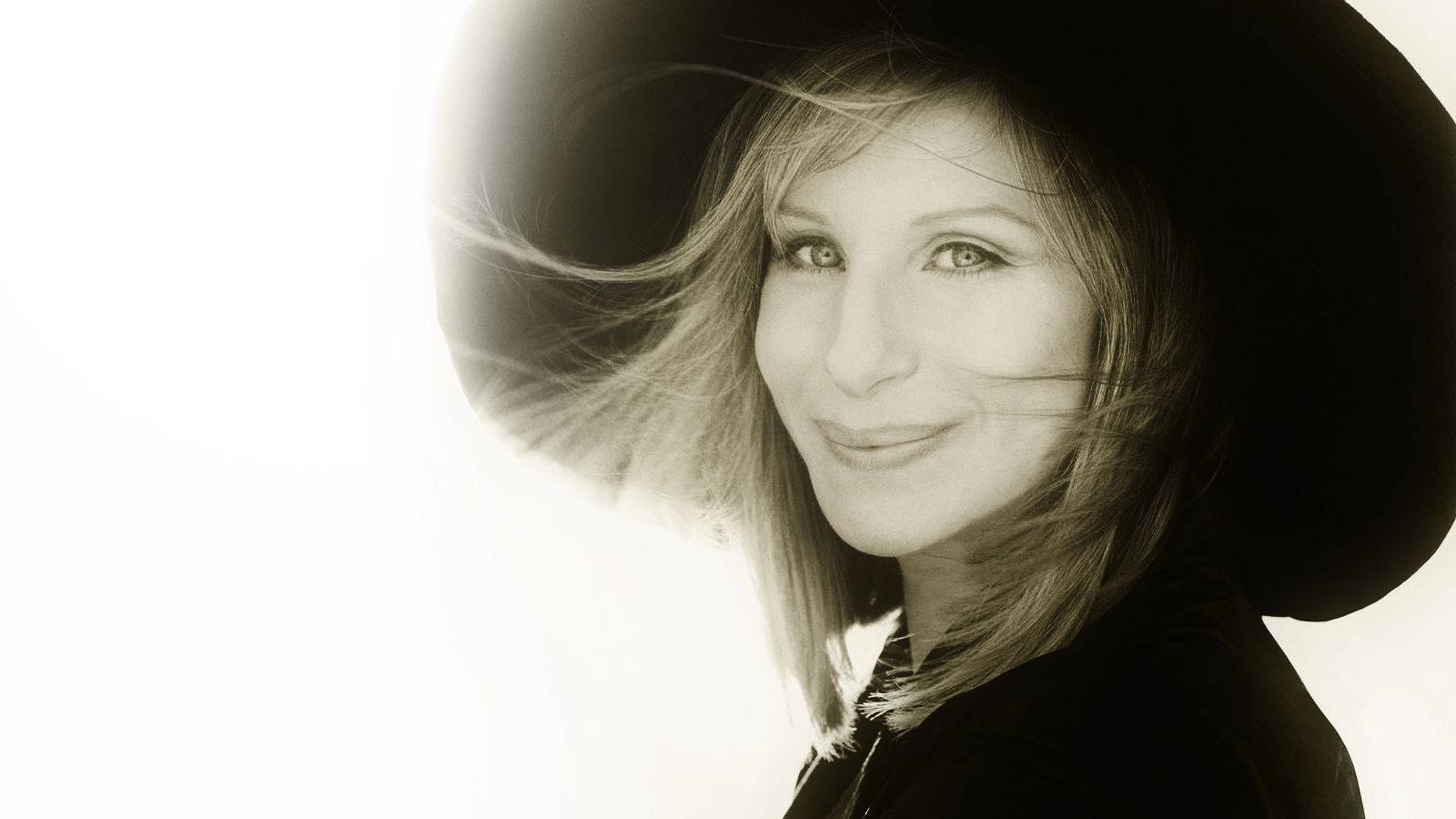 American Singer Barbra Streisand Monochrome Portrait Background