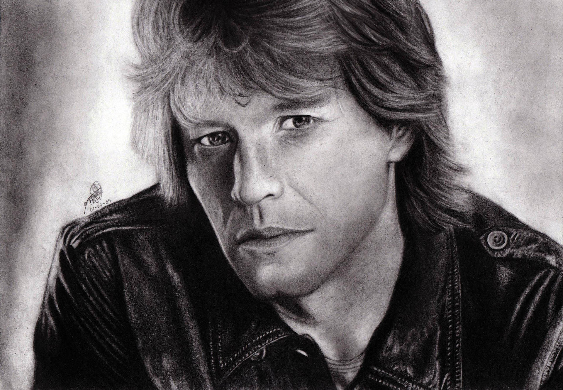American Singer Jon Bon Jovi Charcoal Illustration Background