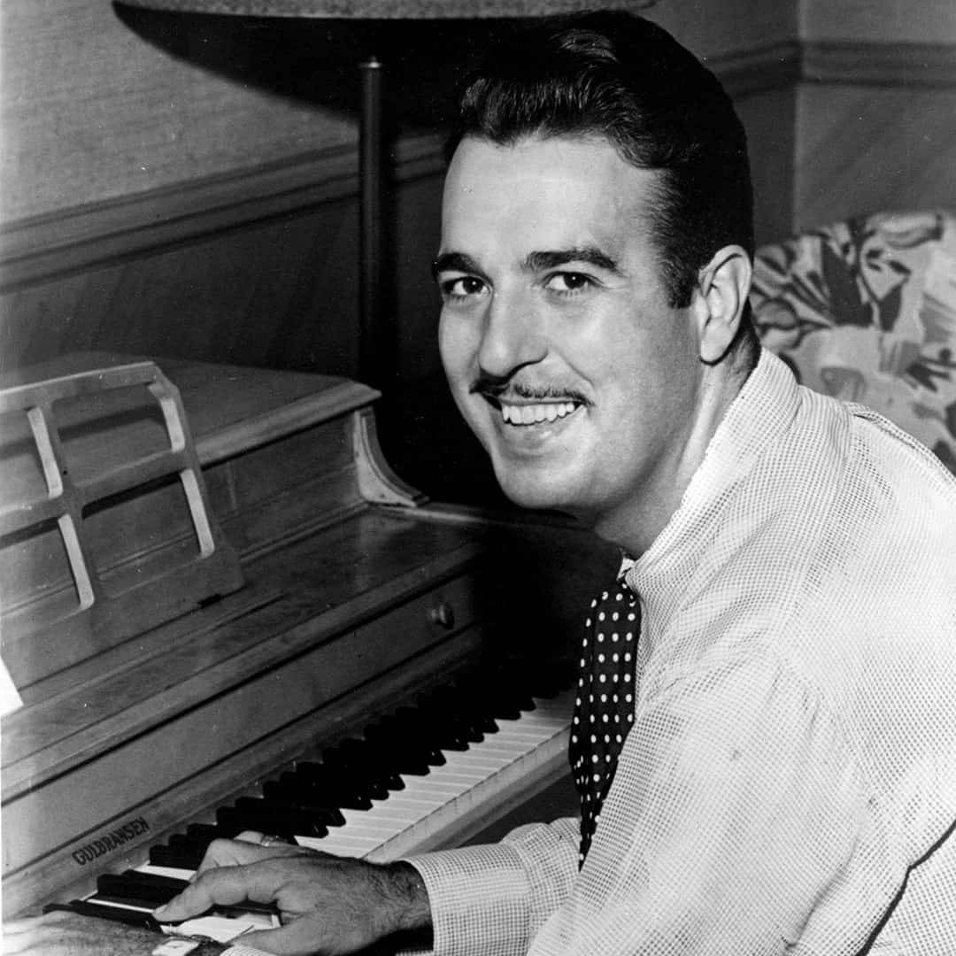 American Singer Tennessee Ernie Ford In Black And White Portrait Background