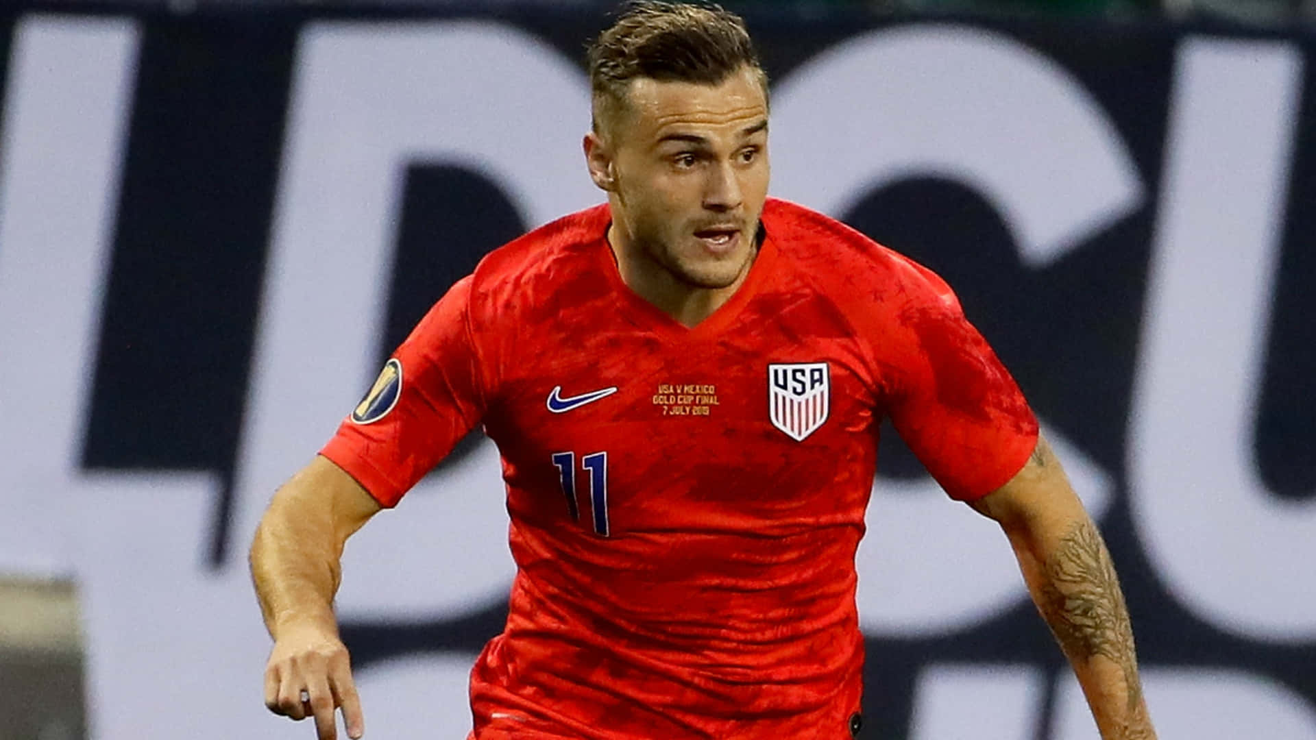 American Soccer Player Jordan Morris During Usmnt Gold Cup 2019 Background