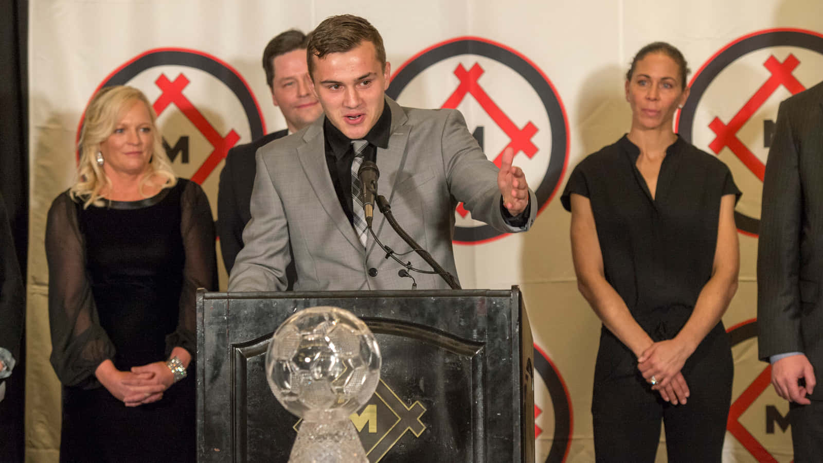 American Soccer Player Jordan Morris Speech Interview Shot Background