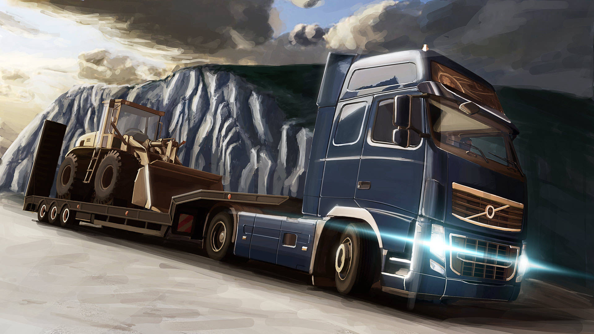 American Truck Simulator Blue Volvo Truck Background