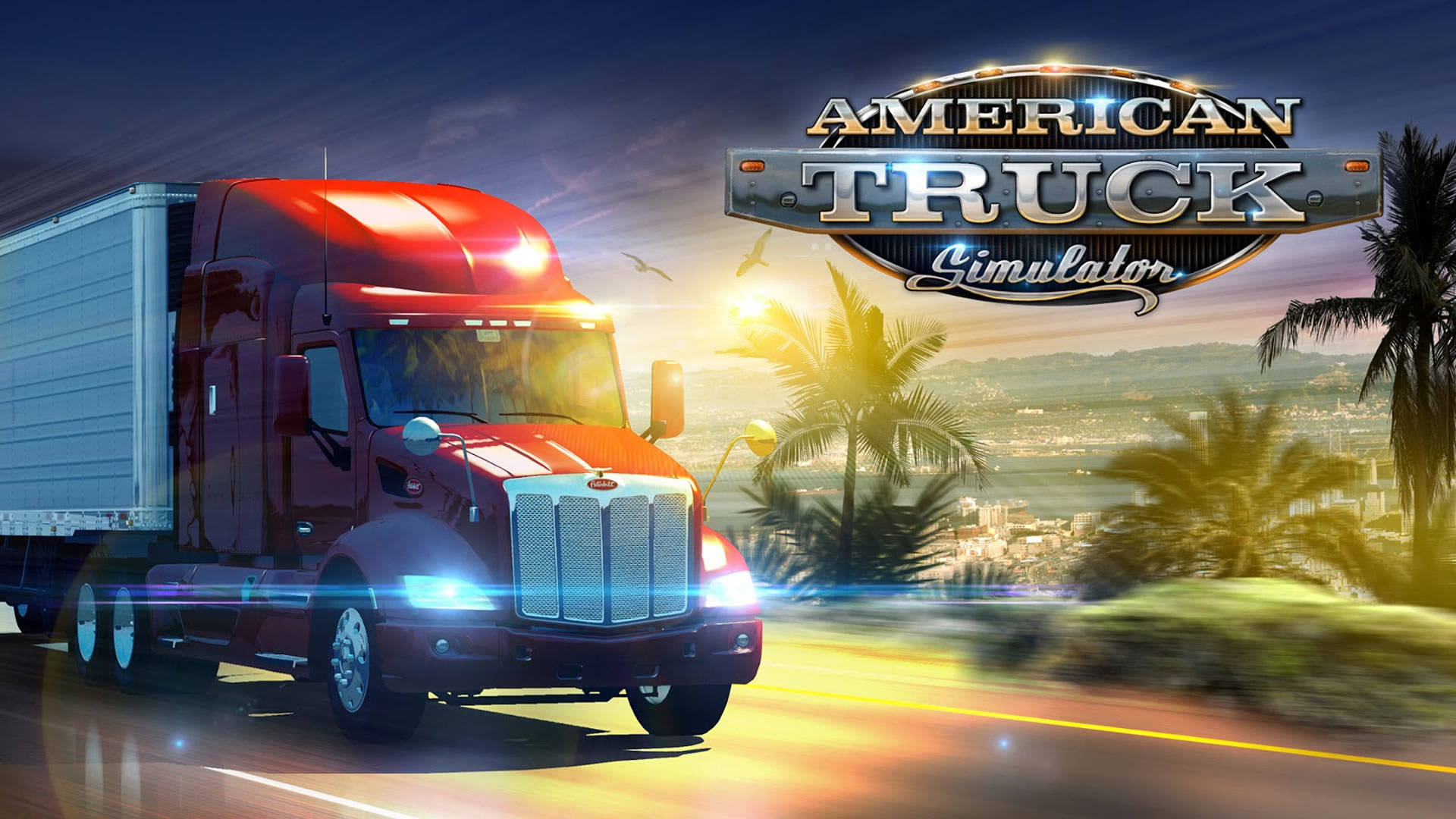 American Truck Simulator Glossy Red Truck Background