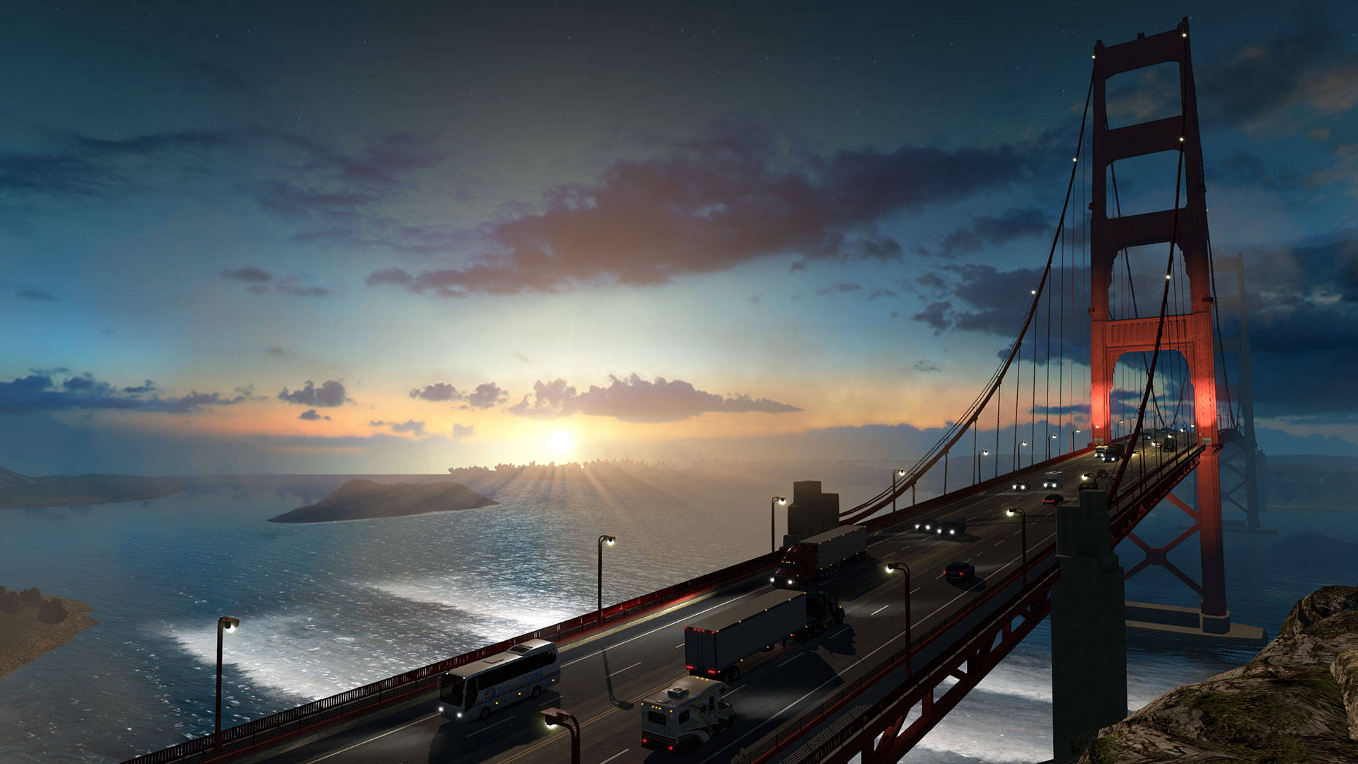 American Truck Simulator Golden Gate Bridge Background