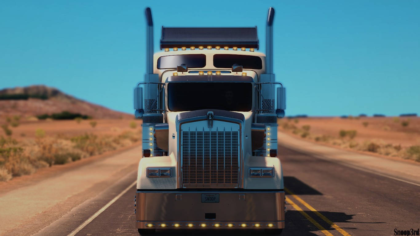 American Truck Simulator Kenworth Truck Close-up Background