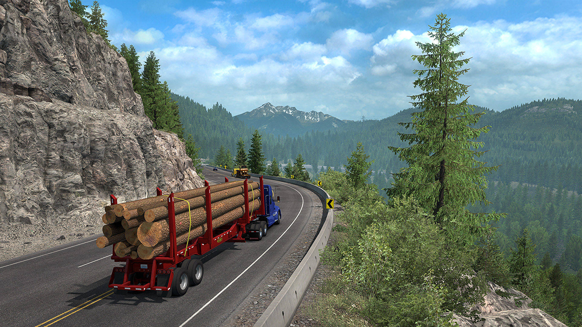 American Truck Simulator Mountain Side Road Background