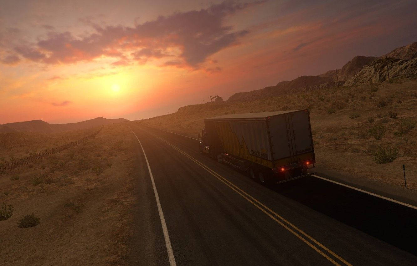 American Truck Simulator Nevada Desert Road Background