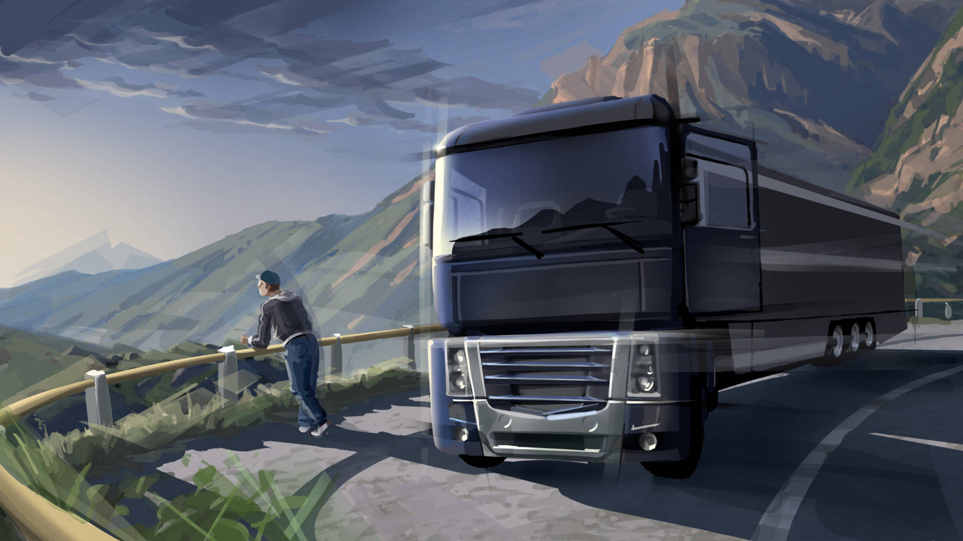 American Truck Simulator Parked Truck Background